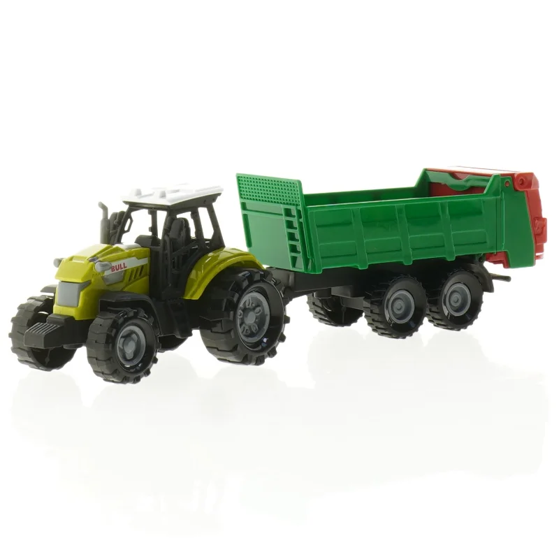 Plastik legetøjs traktor med anhænger (str. 26 cm)