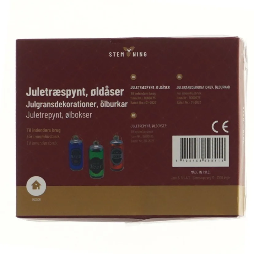 Juletræspynt, øldåser fra Stemning (str. 11 cm)