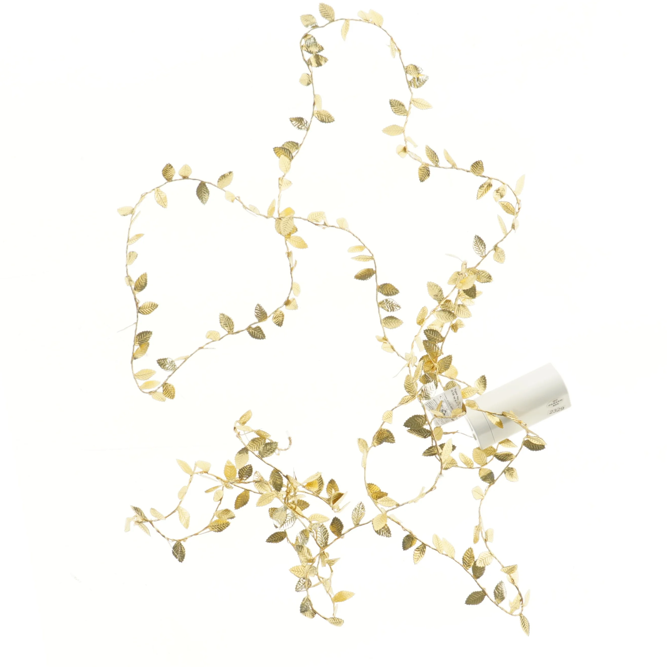 Guldbelagt lyskæde med blade (str. 320 cm)
