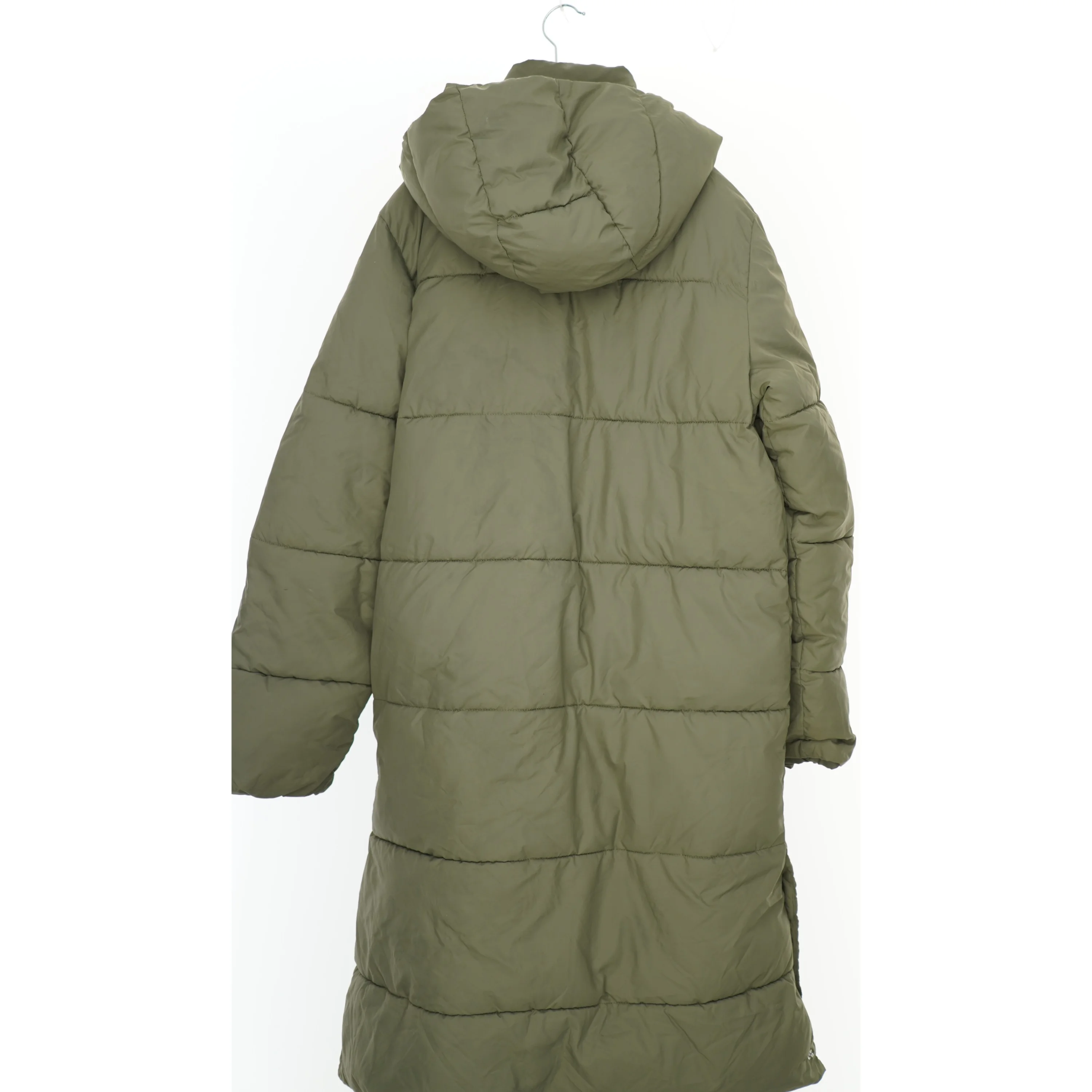 Lang vinterjakke med hætte fra H&M (str. 170)