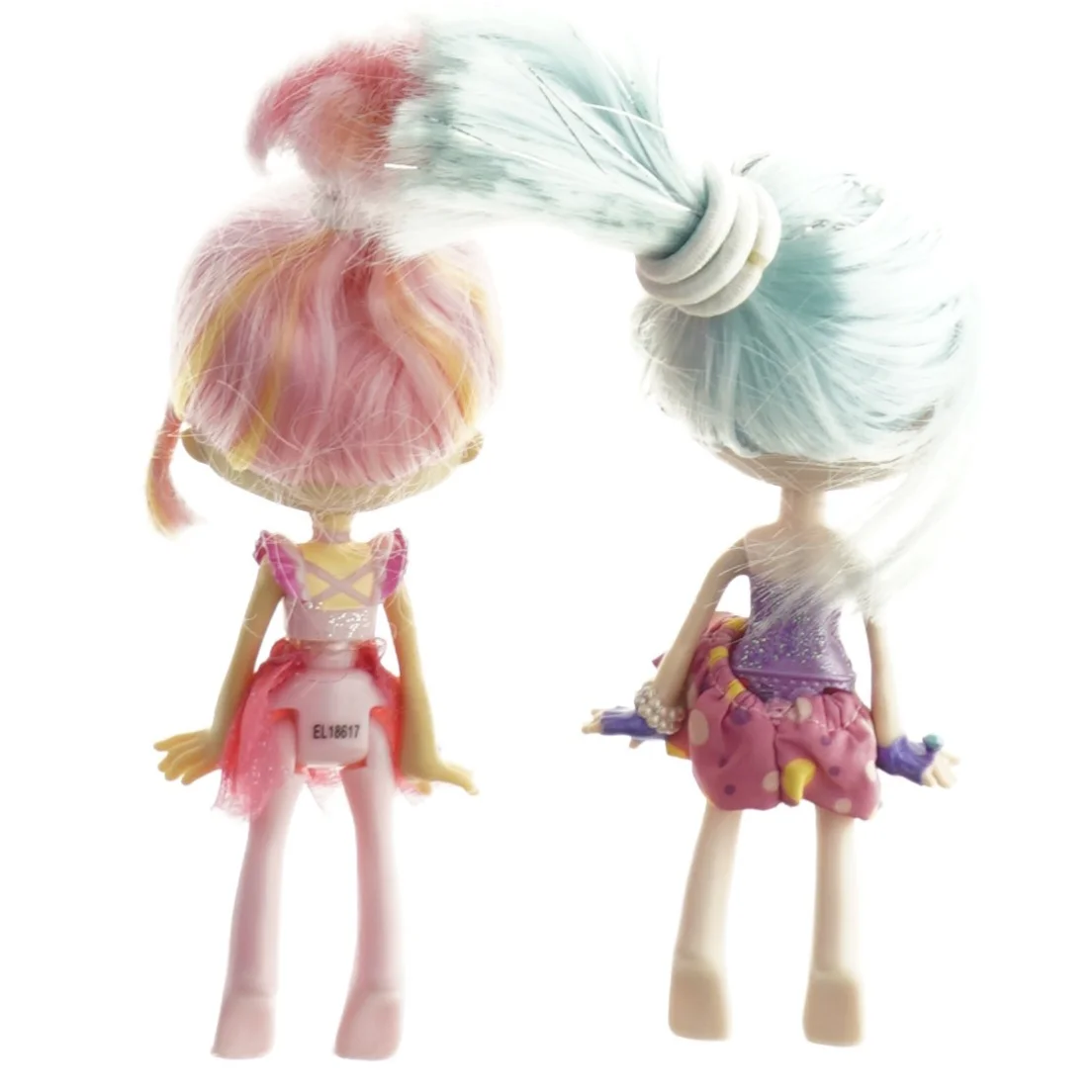 Dukker med farverigt hår og tilbehør (str. 13 cm)