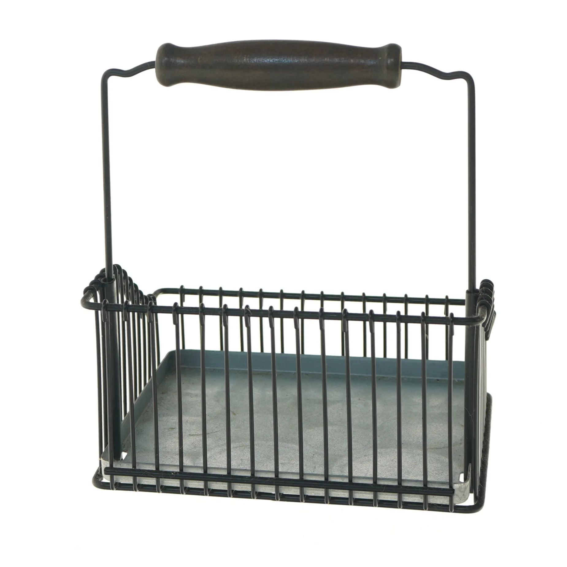 Metaltråds kurv med træhåndtag (str. 19x20x22,5 cm)