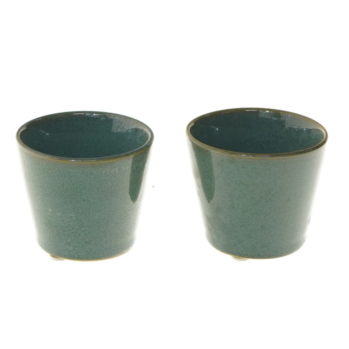 Grønne keramiske potter, 2 stk. (str. 2 stk Ø 7 cm længden6 cm)