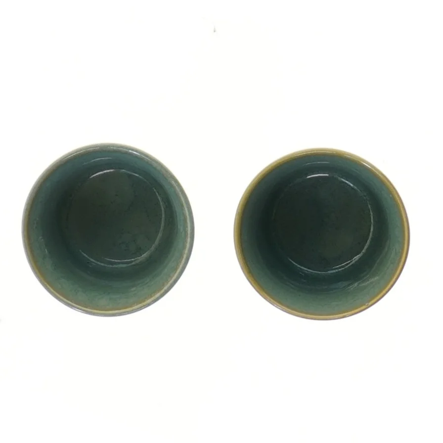 Grønne keramiske potter, 2 stk. (str. 2 stk Ø 7 cm længden6 cm)