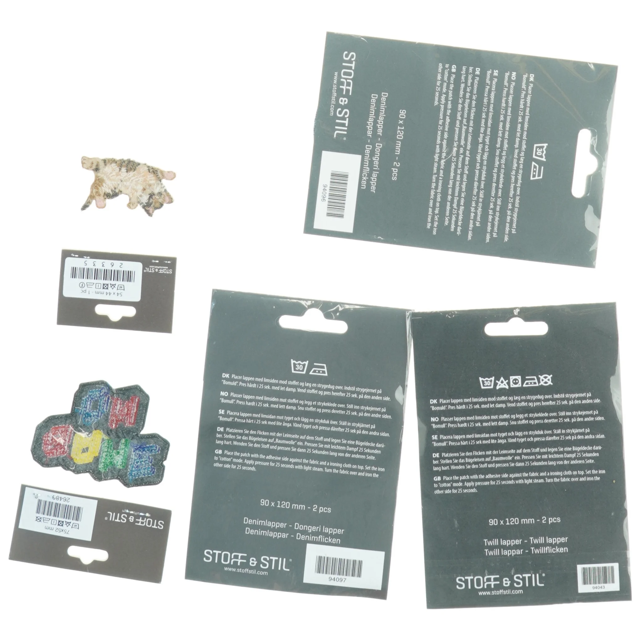 Reparationslapper og broderede mærker fra STOF & STIL (str. 16 et 11 cm 10 x 8 cm)