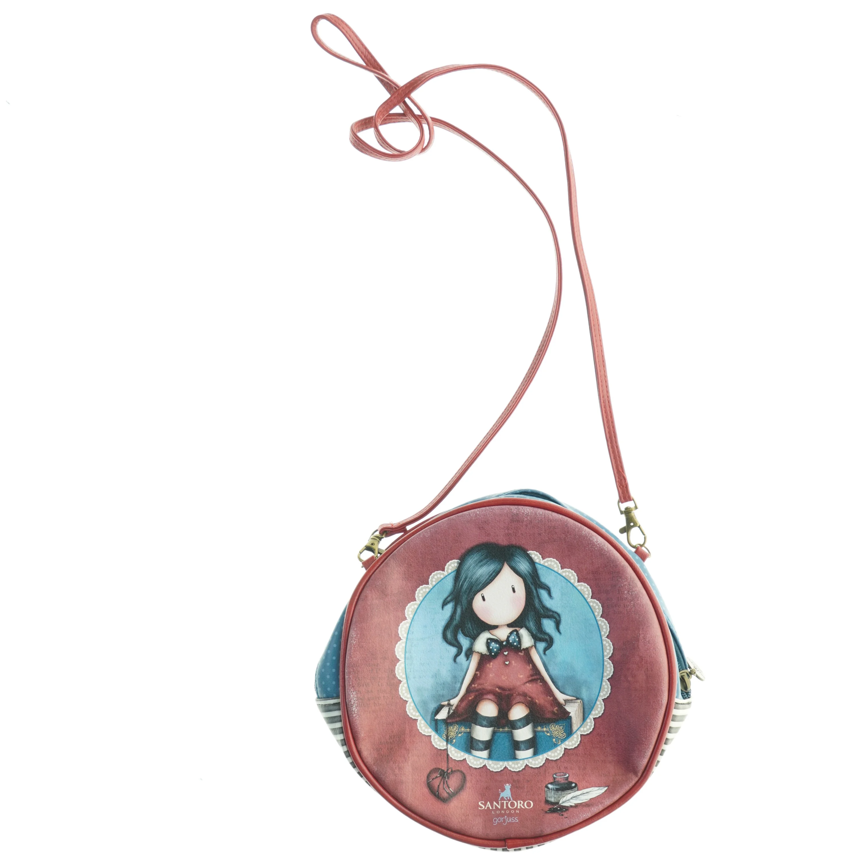 Rund skuldertaske med Gorjuss motiv fra Santoro (str. Diameter, 20 cm x 7 cm)