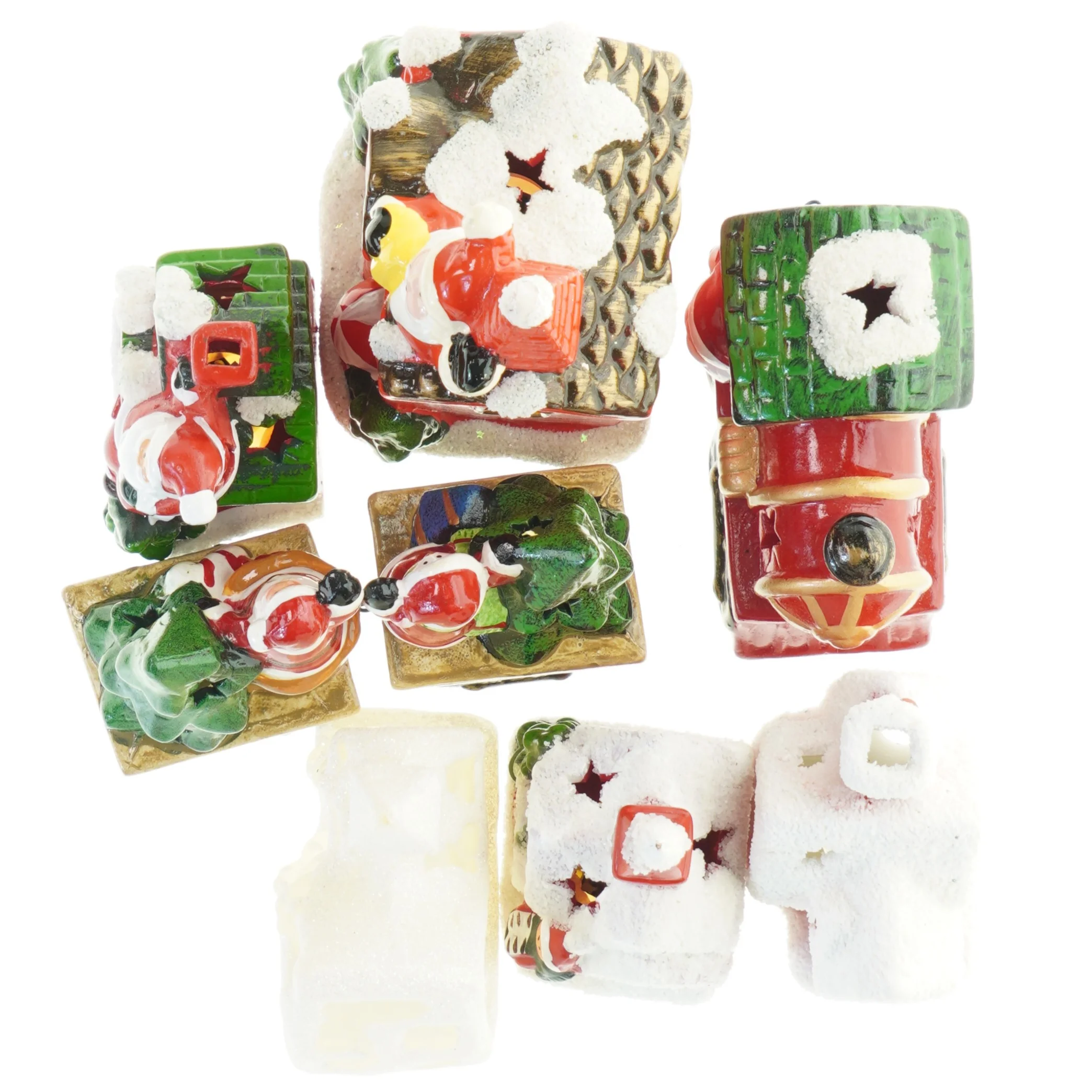 Julelandsby og tog med led lys (str. 11x15x9 cm)