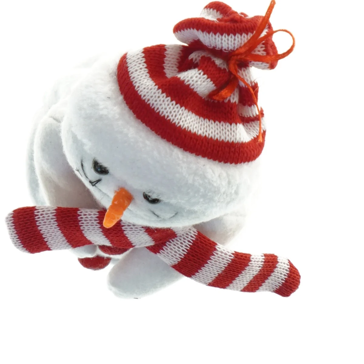 Snemand med hue og halstørklæde (str. 18x10 cm)