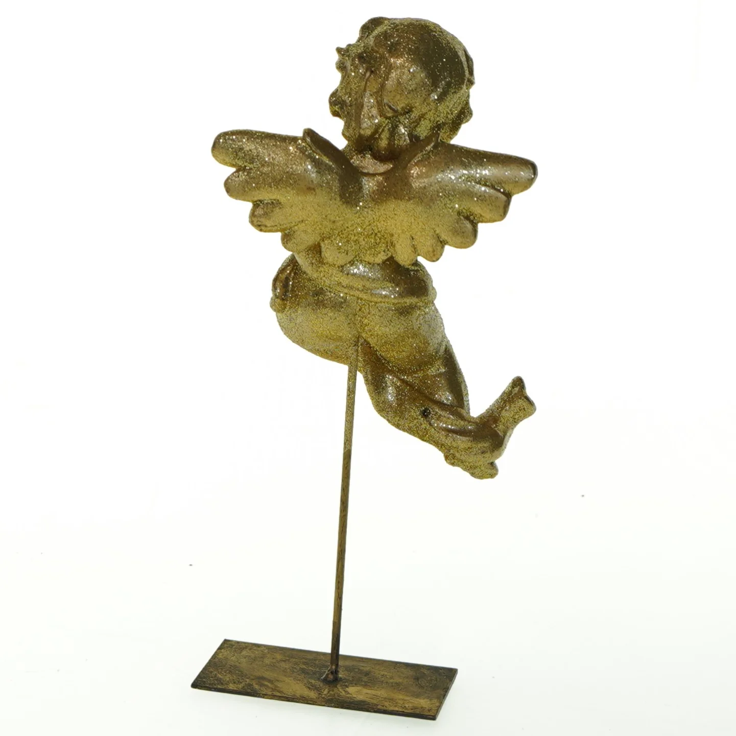 Dekorativ englefigur med glimmer (str. 19x8 cm)