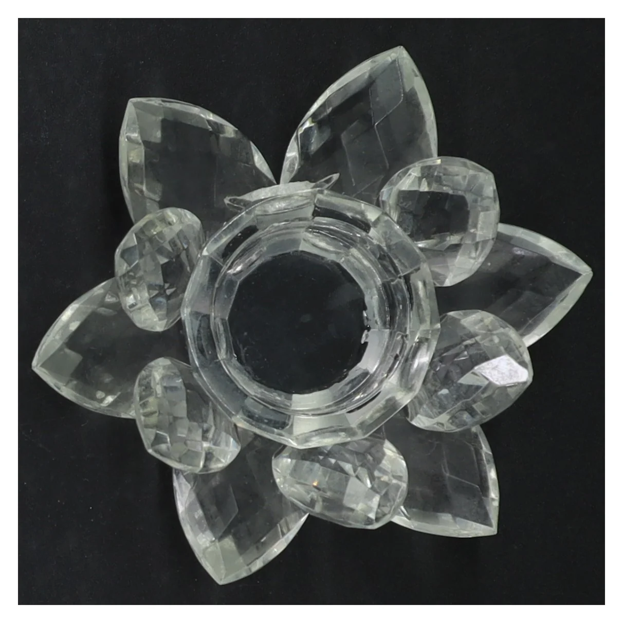 Krystal fyrfadslysestage i blomsterform (str. Ø. 10 cm)