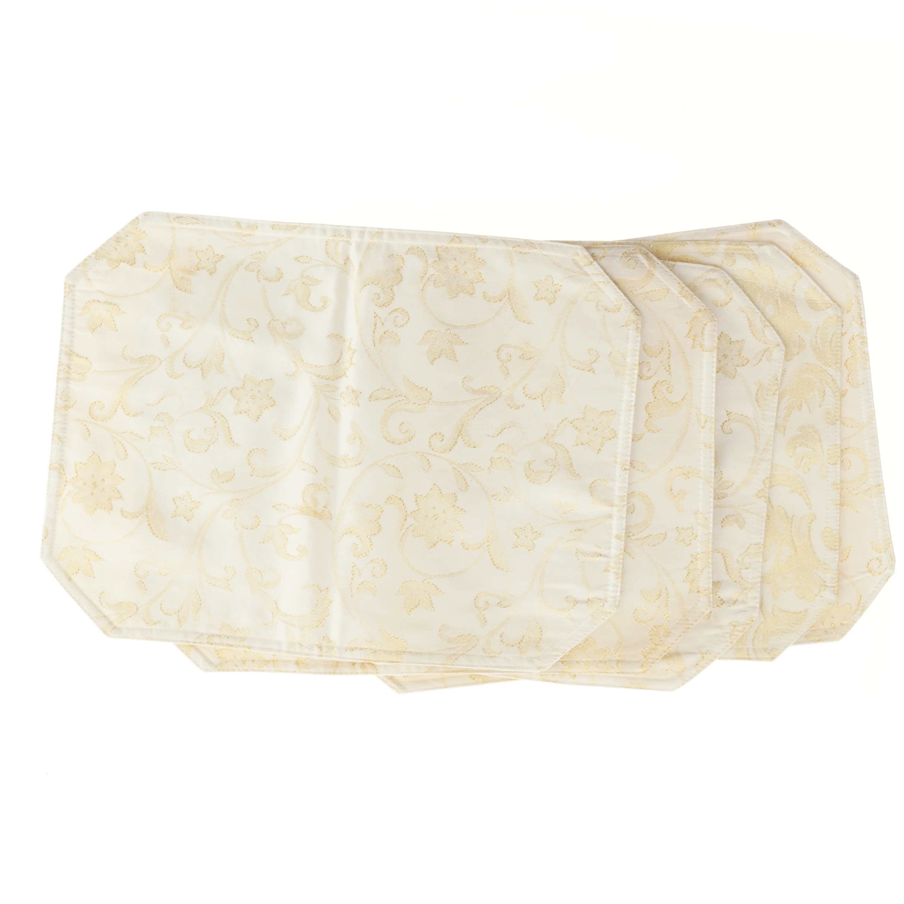 Dækkeservietter i tekstil med guldtråde, 5 stk. (str. 5 stk 45x33 cm)