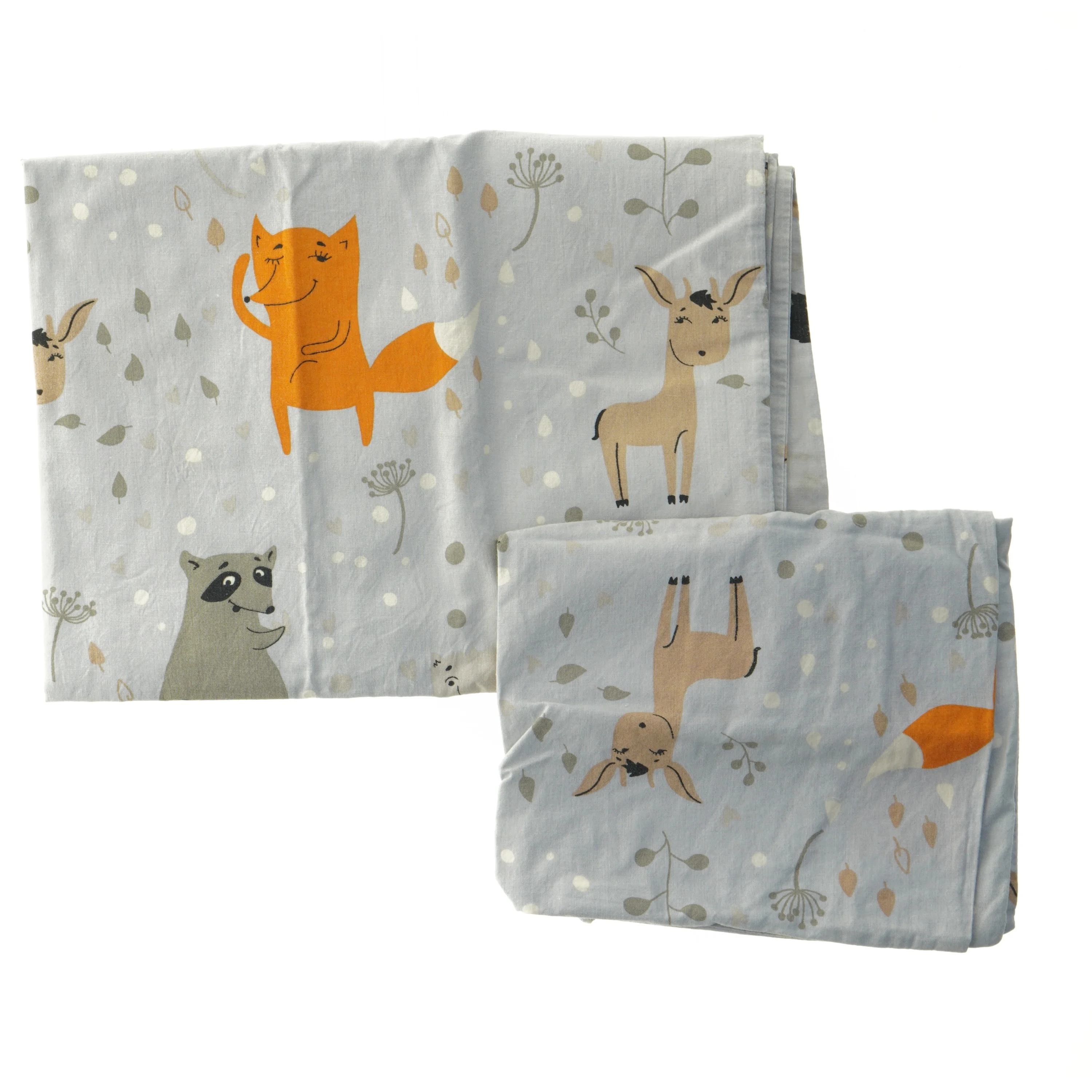 Baby dynebetræk med dyremotiver og baby pude betræk(str. 65x92 cm)