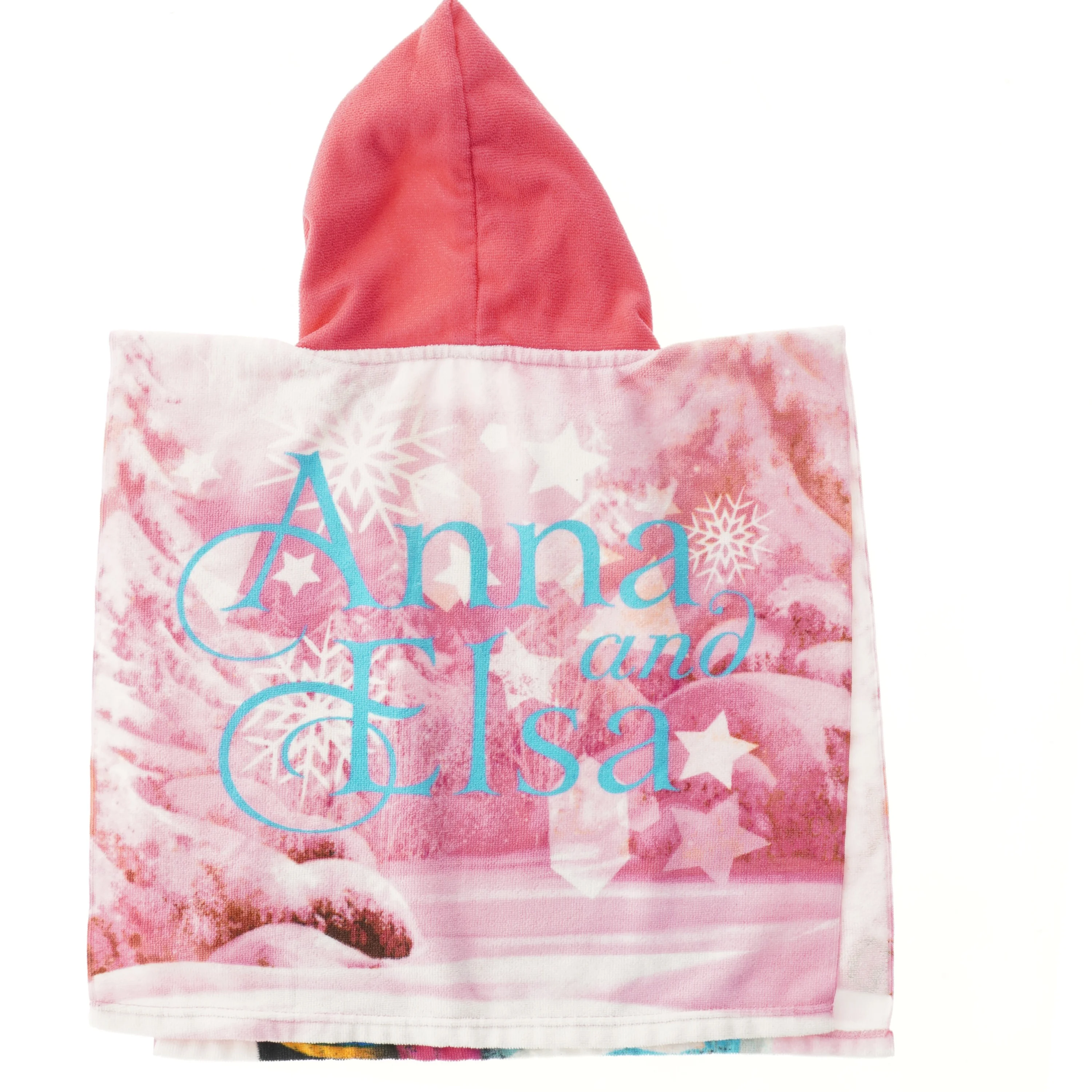 Frozen lyserød håndklædeponcho - Elsa og Anna (str. 69x50 cm)