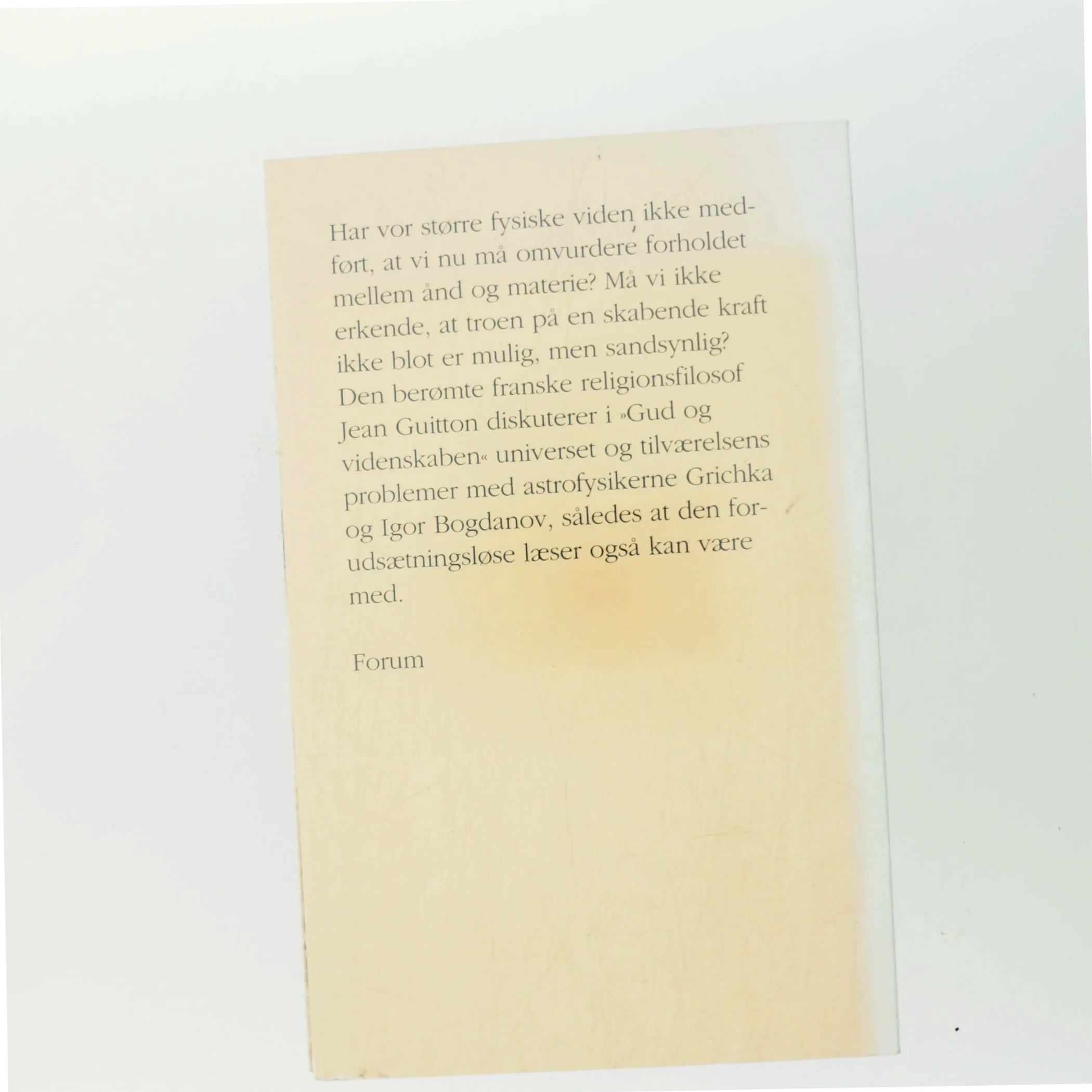 Gud og videnskaben af Jean Guitton (Bog)