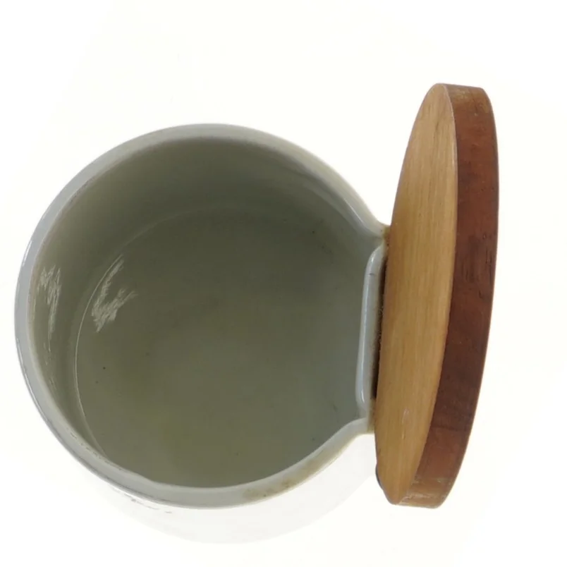 Keramik saltkar med låg fra Knabstrup (str. Ø 11 cm)