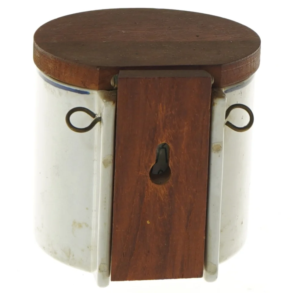 Keramik saltkar med låg fra Knabstrup (str. Ø 11 cm)