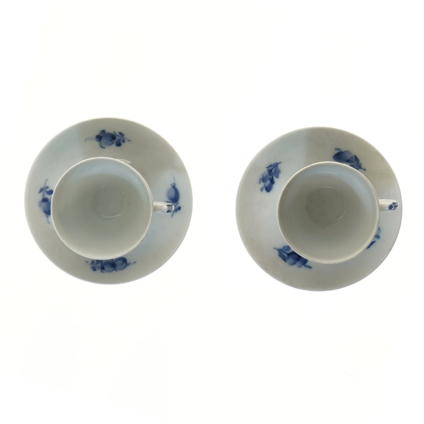 2 par  blå blomst kopper fra Royal Copenhagen (str. Ø 8,5 & 14,5 cm)