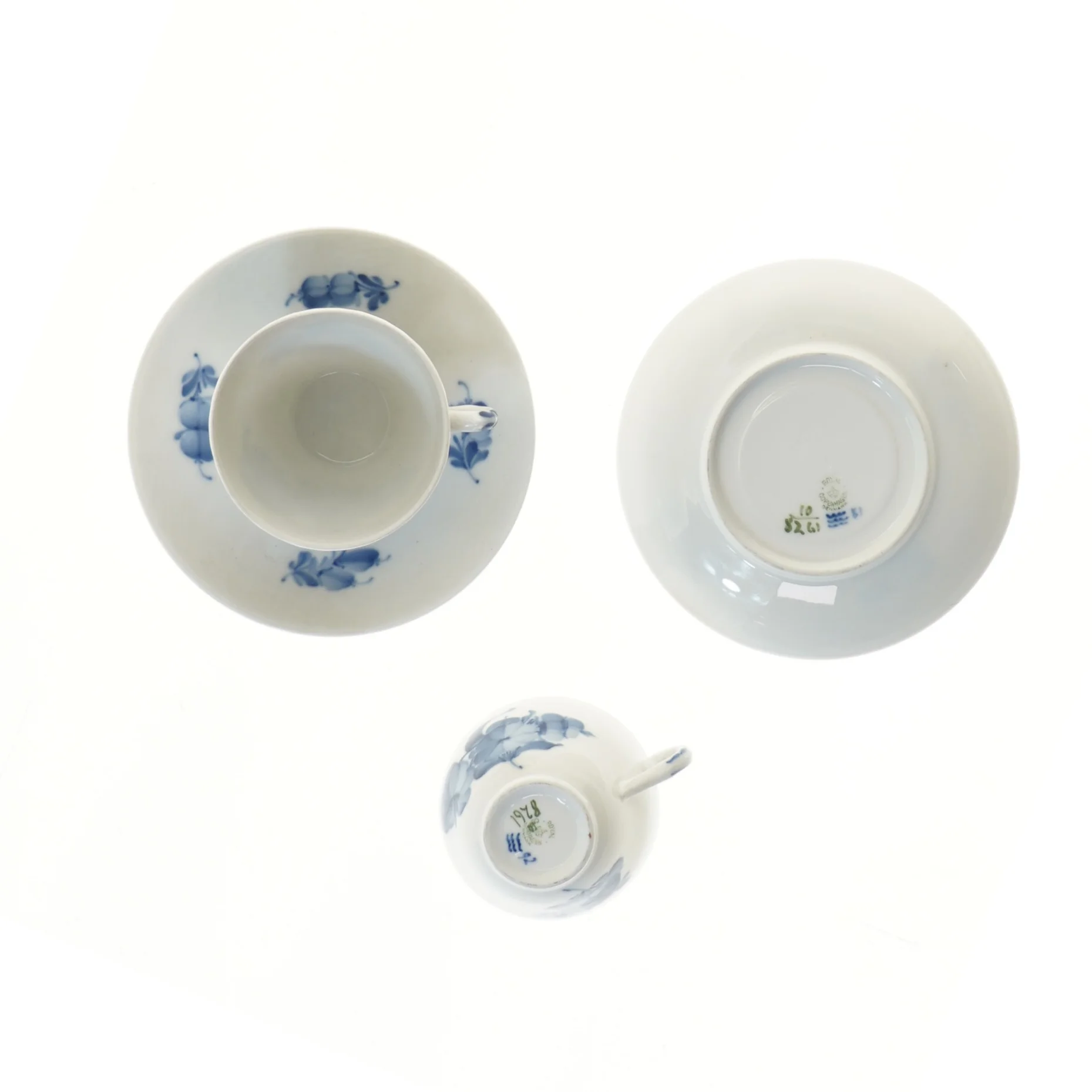 2 par kopper blå blomst fra Royal Copenhagen (str. Ø 8 & 14,5 cm)