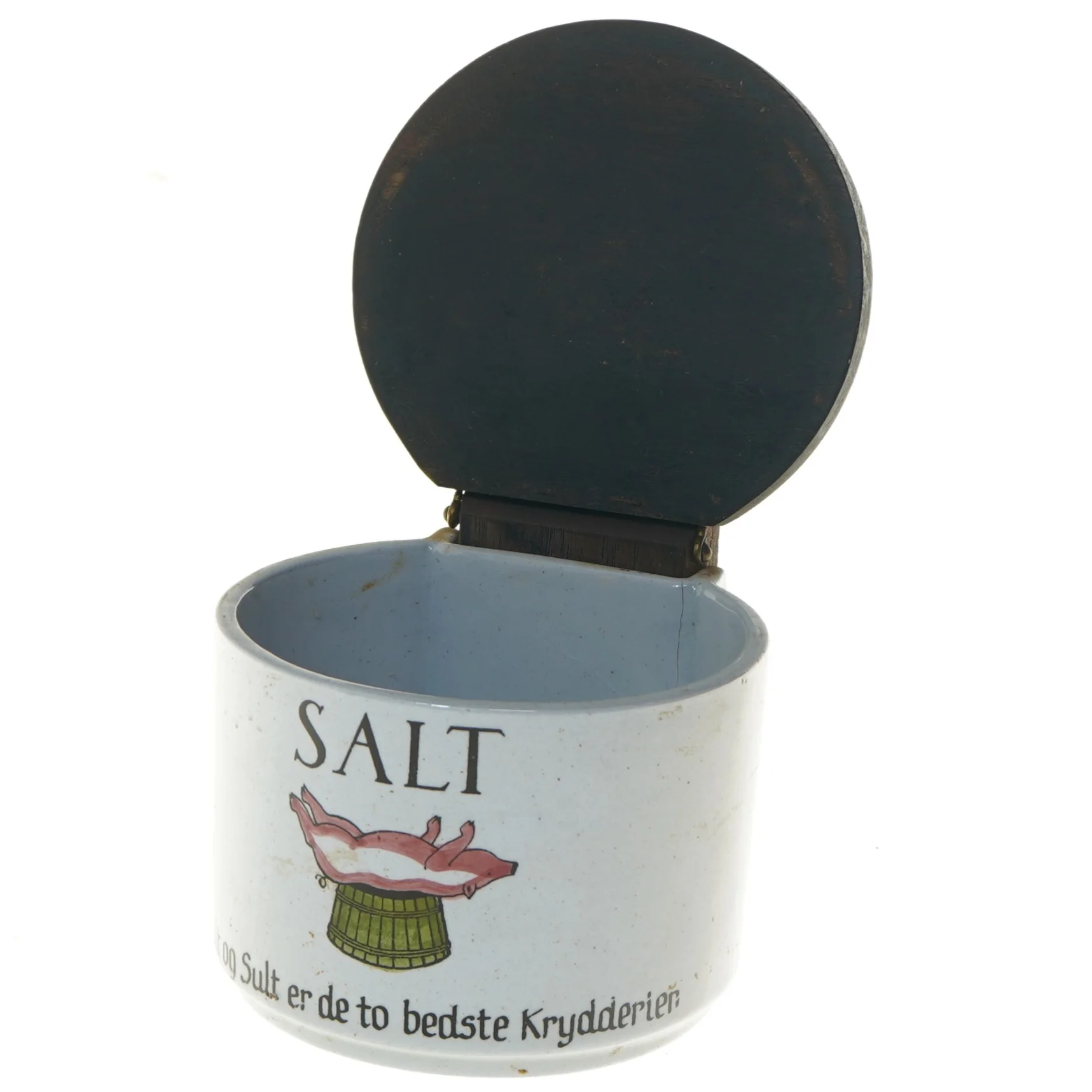 Vintage saltkar med låg (str. Ø 13,5 cm)