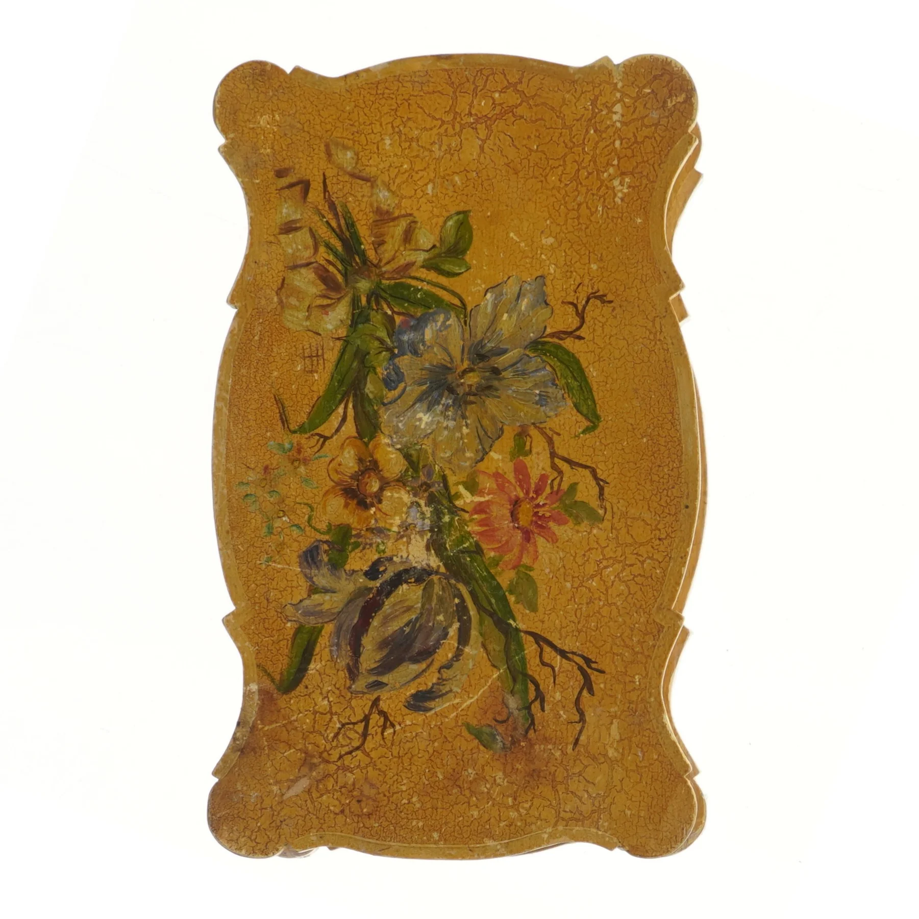 Dekorativ trææske med blomstermotiv (str. 31,5x19x9 cm)