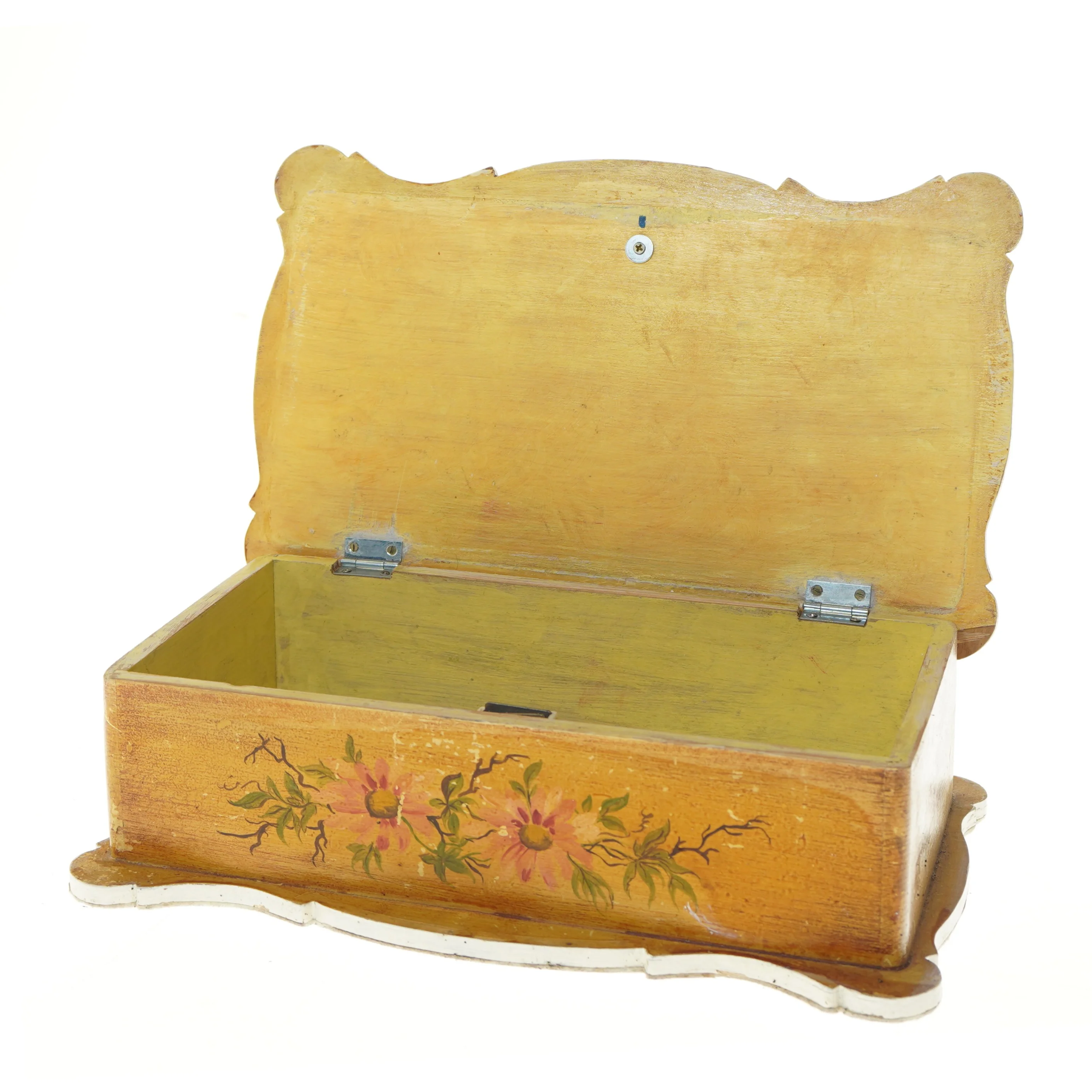 Dekorativ trææske med blomstermotiv (str. 31,5x19x9 cm)