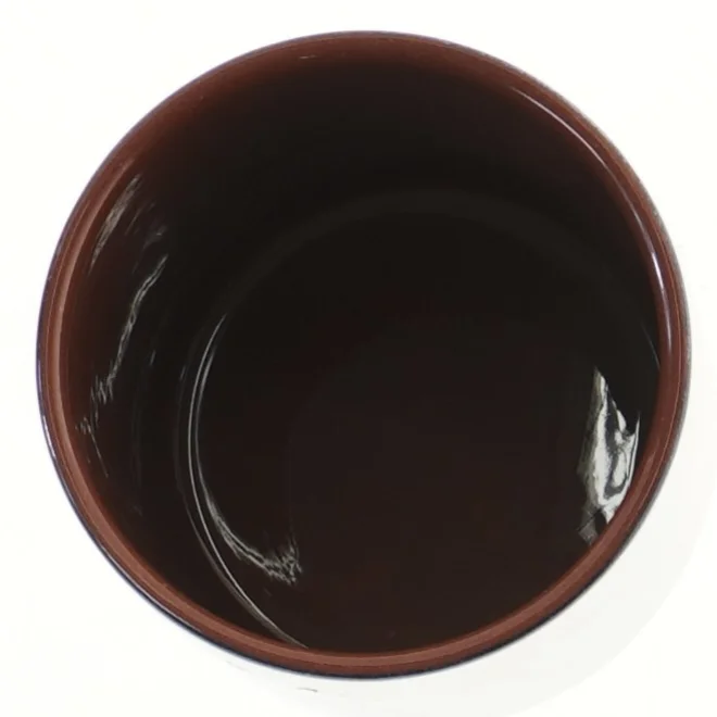 Keramikkrukke med låg til kakao fra Knabstrup (str. 13 cm)