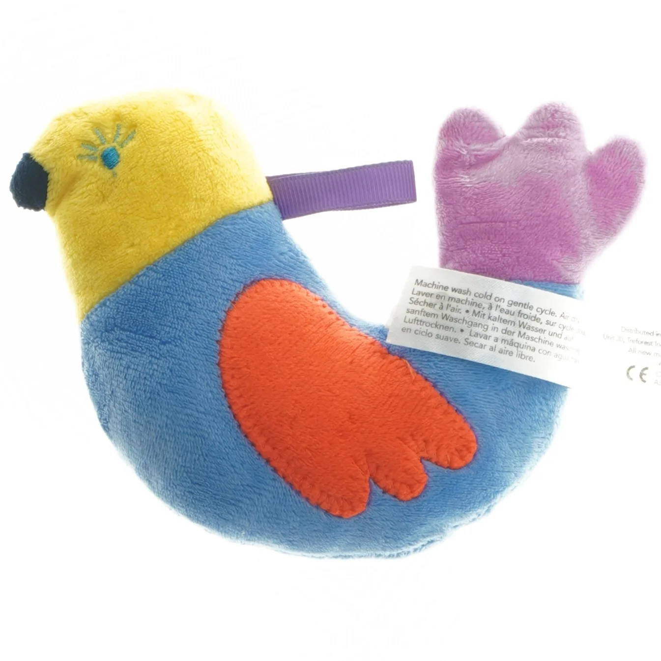 Farverig rangle formet som en fugl (str. 15 cm)