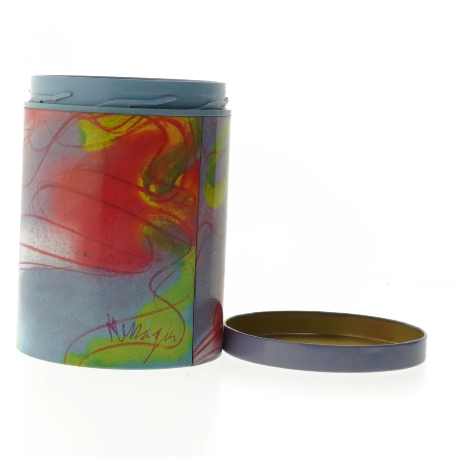 Dekorativ dåse med låg (str. Ø. 11 cm. længde, 15 cm)