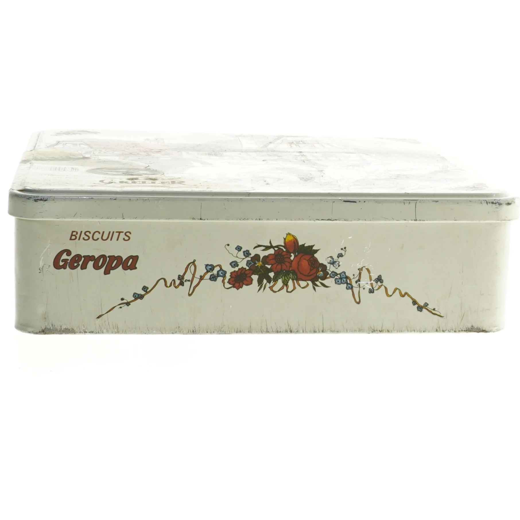 Vintage småkage dåse fra Massilly (str. 23x21 cm)