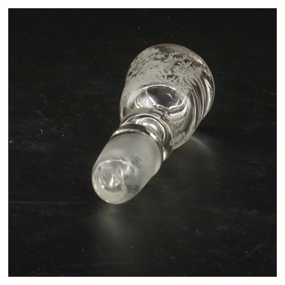 Glasflaskeprop med indgravering (str. 9x2 cm)