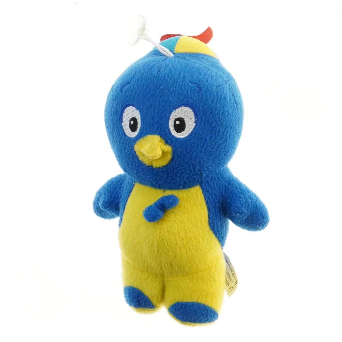 Blå og gul plys fuglefigur (str. 23,5 cm)