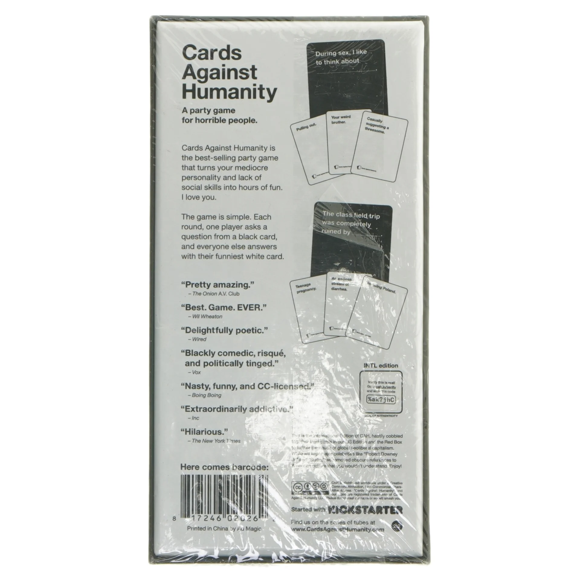Cards Against Humanity kortspil fra Cards Against Humanity (str. 20,5x10,5x7 cm)