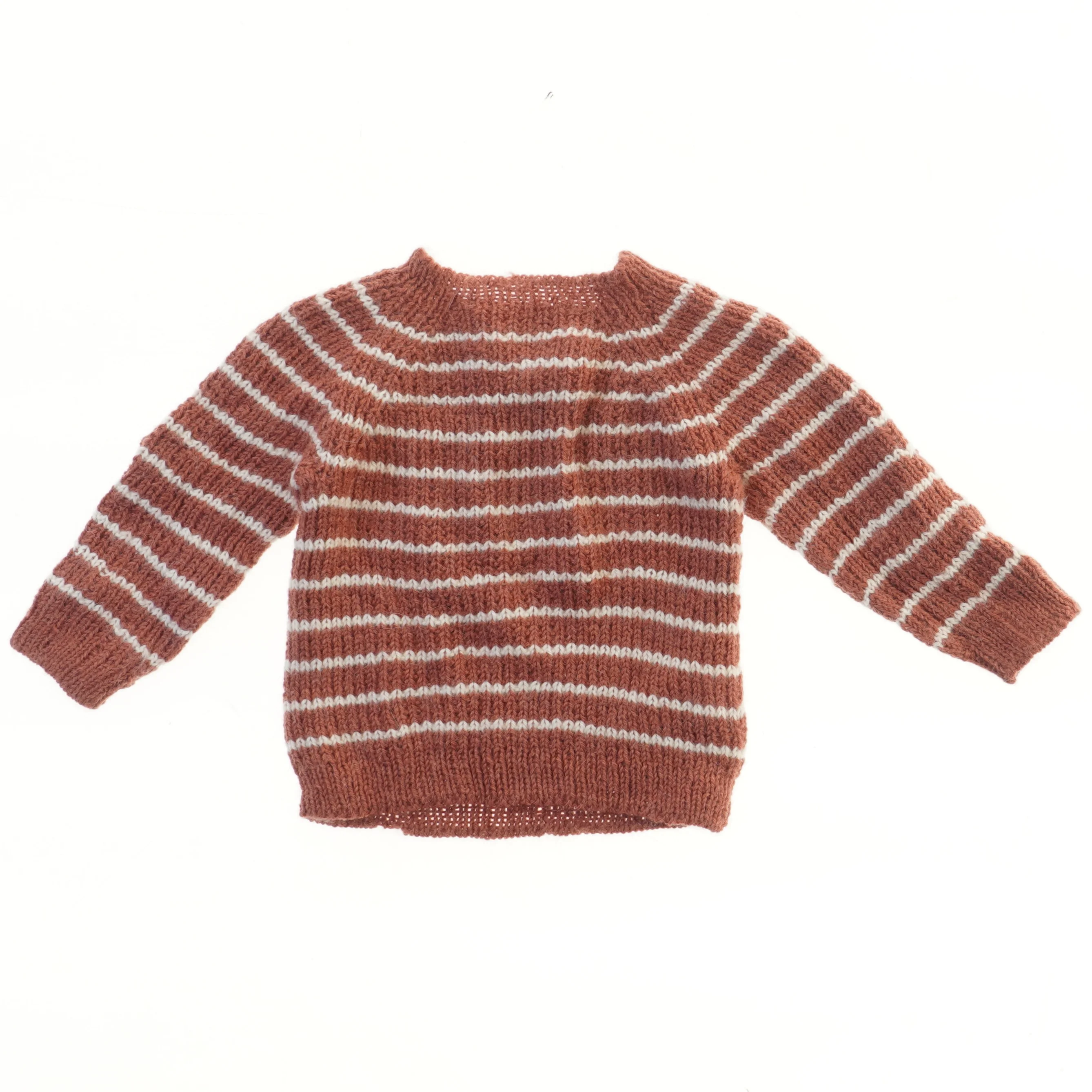 Strikket bluse med striber (str.  bryst 26 cm, længde 30 cm)