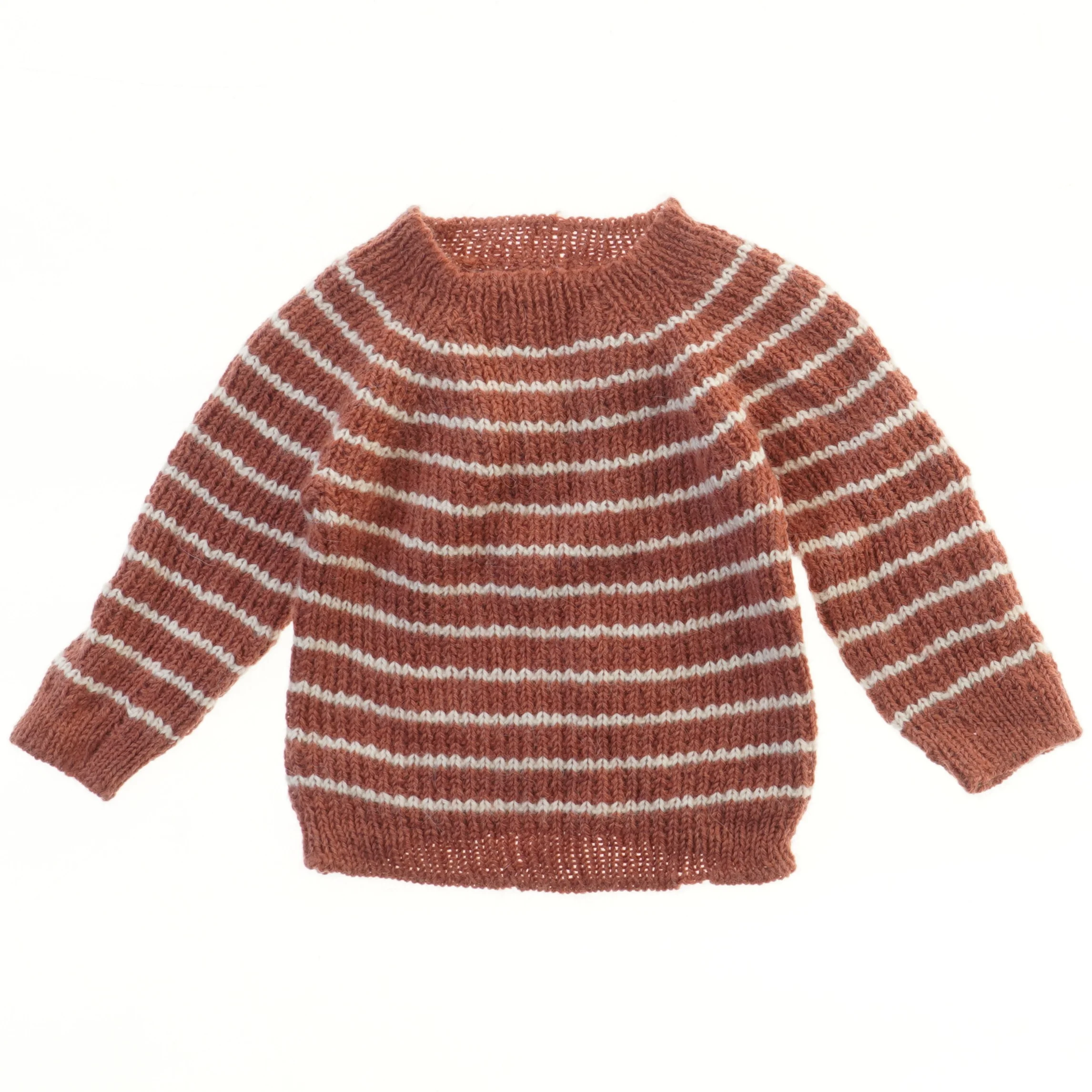 Strikket bluse med striber (str.  bryst 26 cm, længde 30 cm)