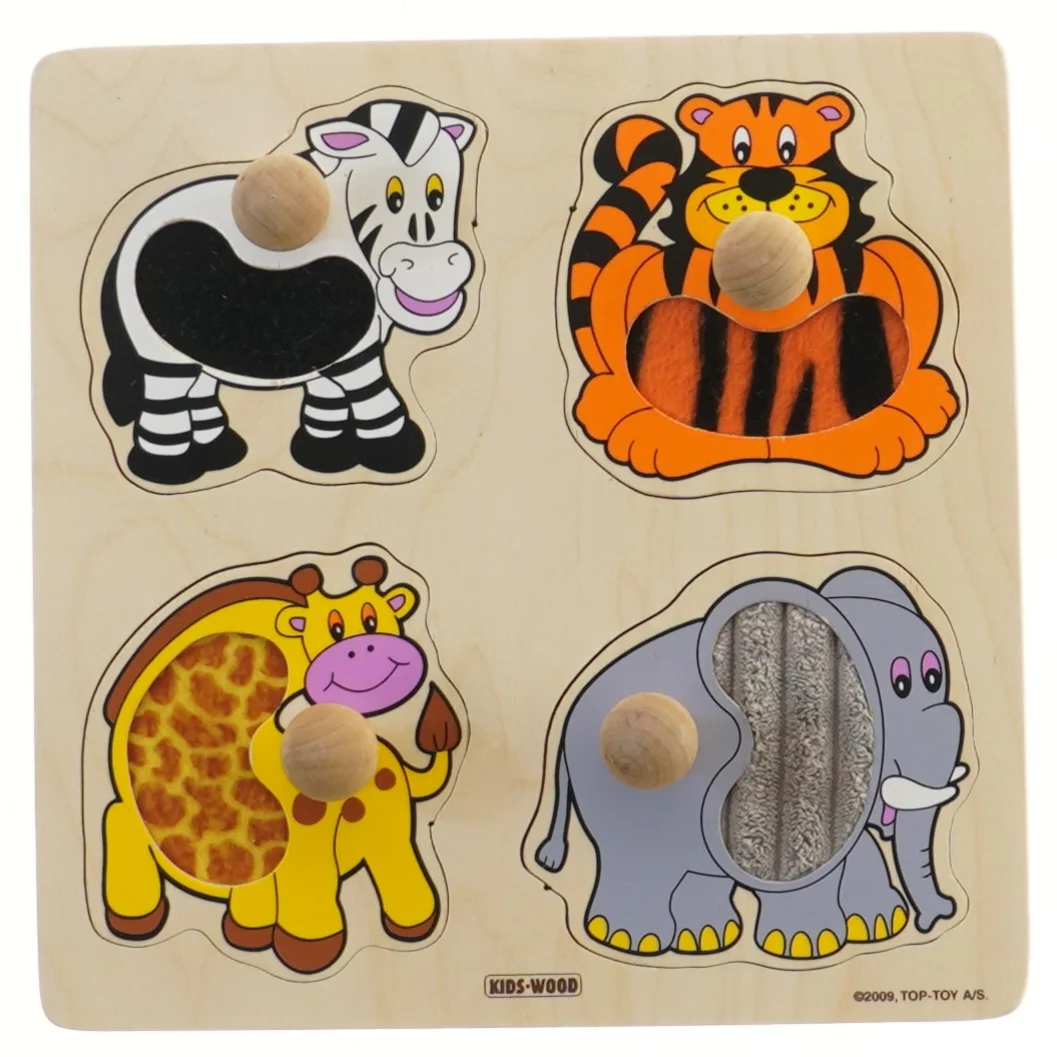 Dyrepuslespil i træ fra Kids Wood (str. 21x21 cm)
