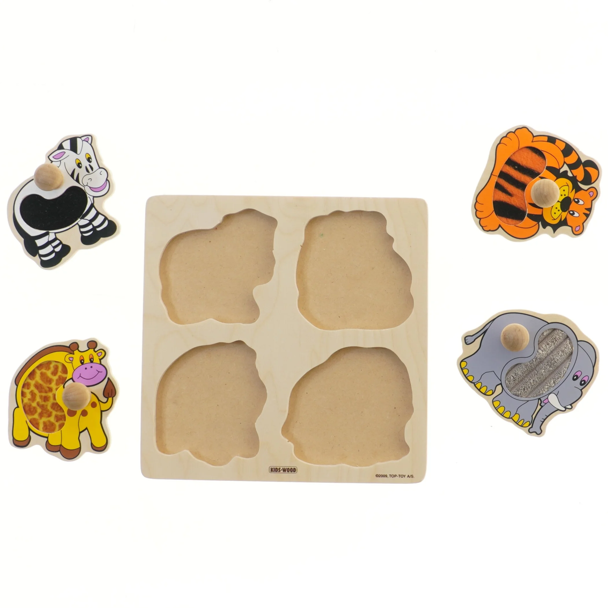 Dyrepuslespil i træ fra Kids Wood (str. 21x21 cm)