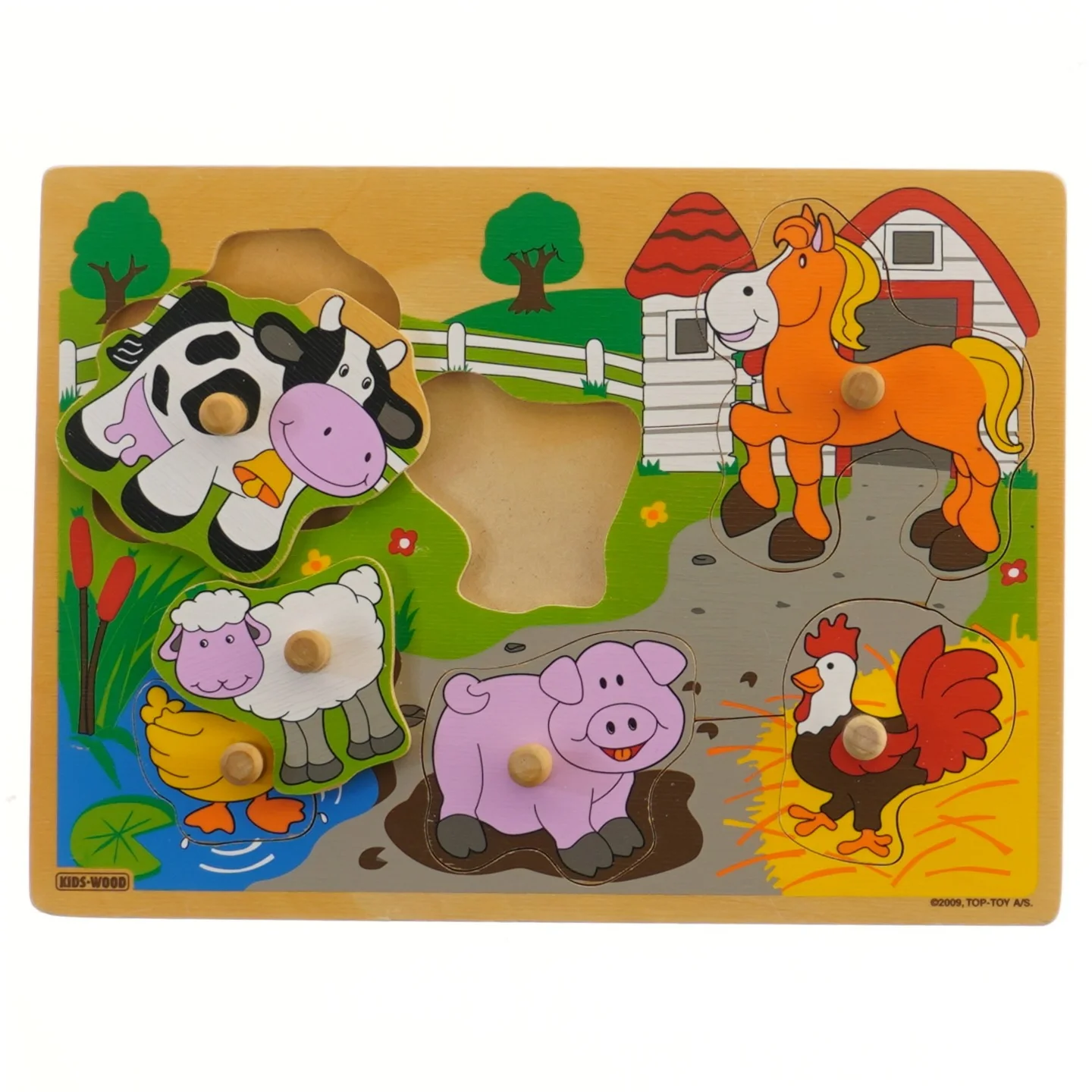 Træpuslespil med dyremotiver fra Kids Wood (str. 28,5x21 cm)