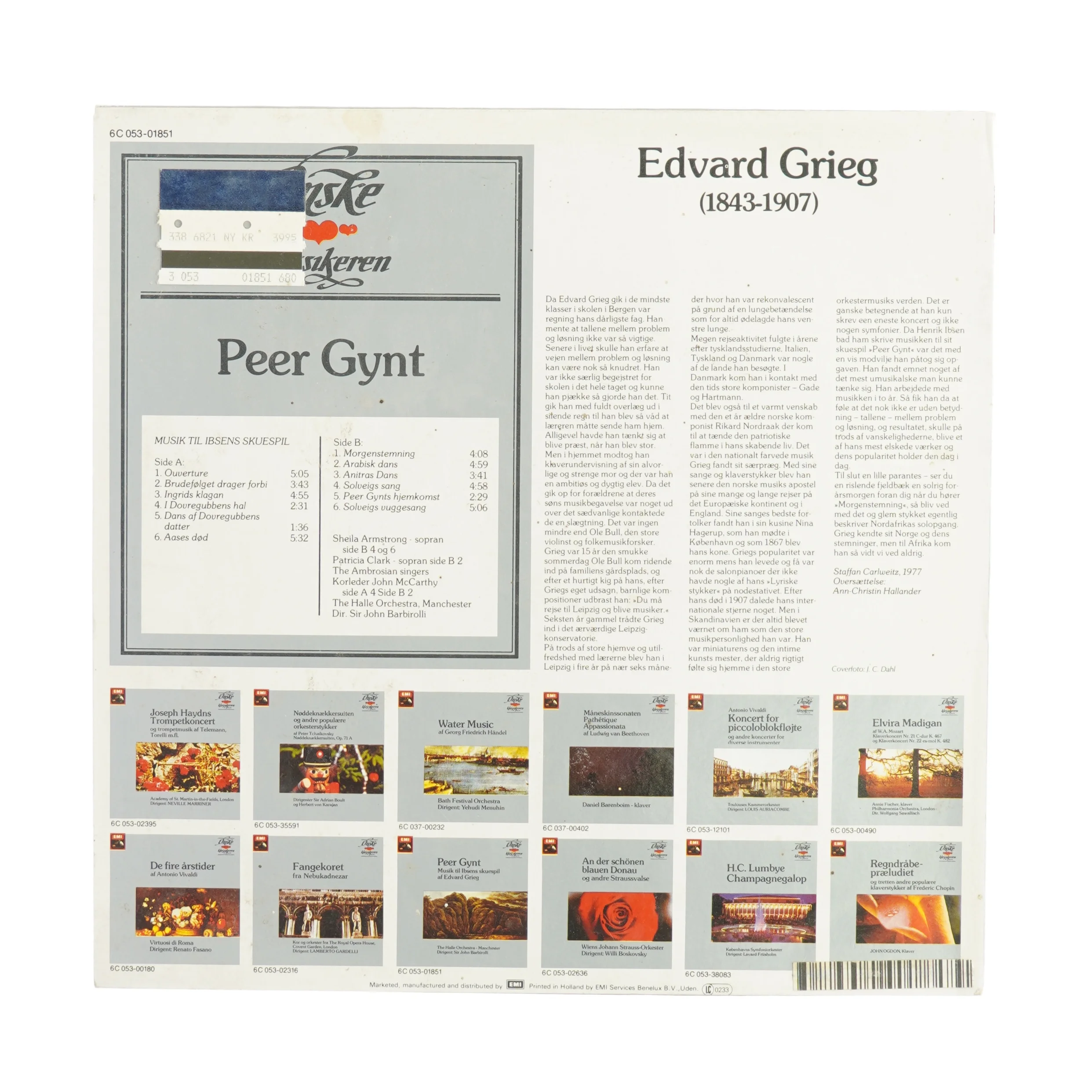 Peer Gynt Musik til Ibsens skuespil af Edvard Grieg vinylplade