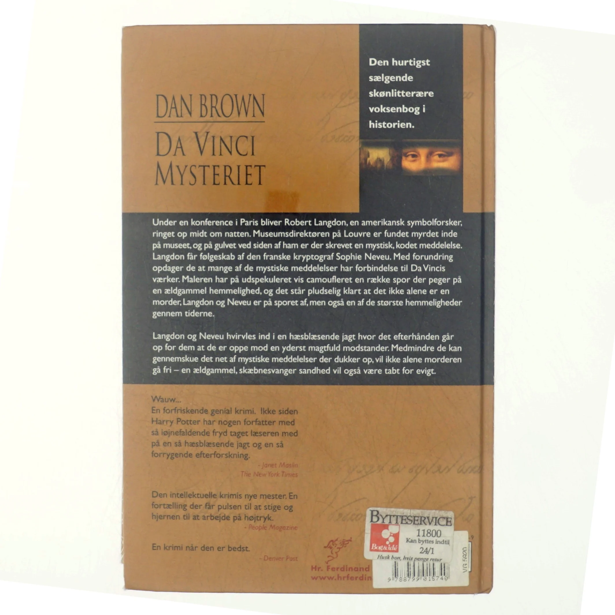 Da Vinci Mysteriet af Dan Brown (Bog)