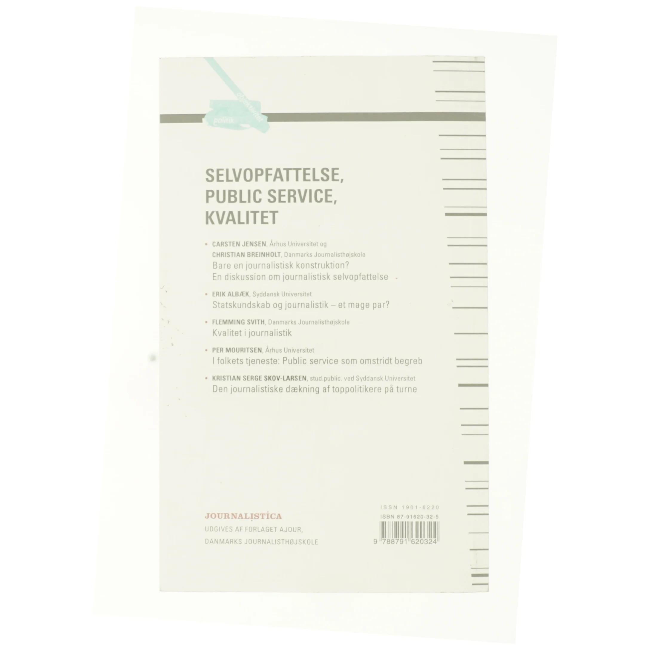 Selvopfattelse, public service, kvalitet af Journalistica (Bog)