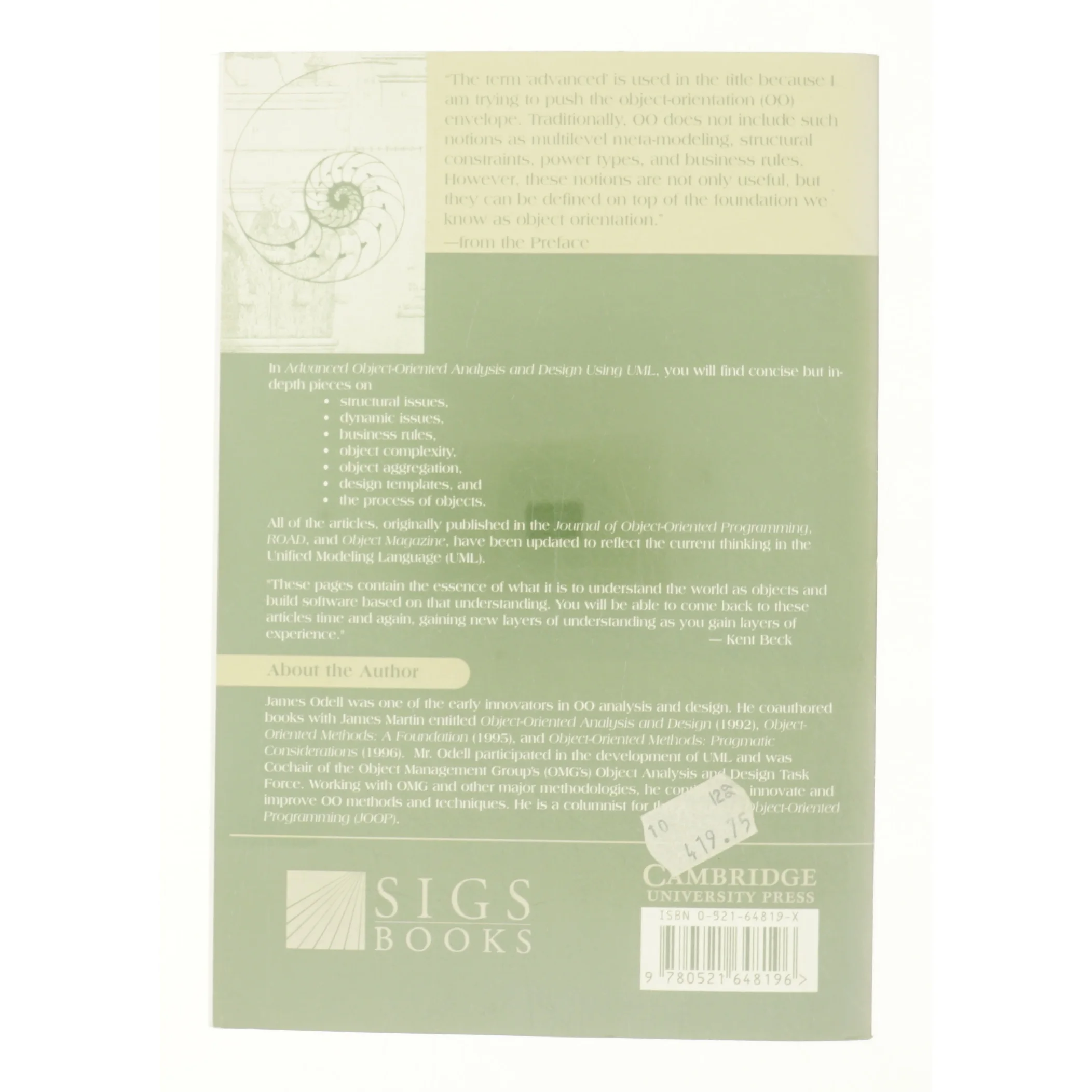 Sigs Reference Library: Advanced Object-Oriented Analysis and Design Using UML (Series #12) (Paperback) af James J. Odell (Bog)