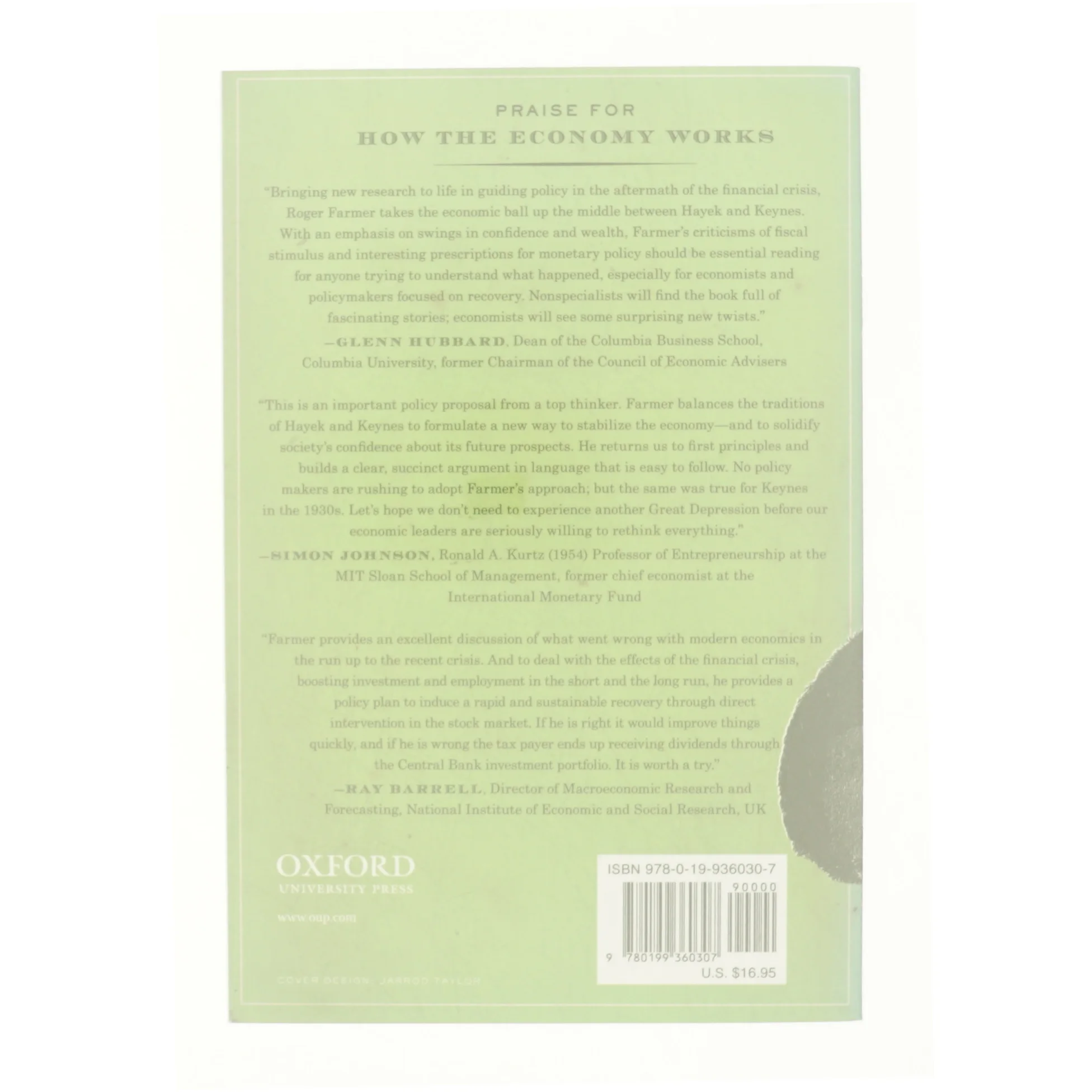 How the economy works : Confidence, crashes and self-fulfilling prophecies af Roger E. A. Farmer (Bog)