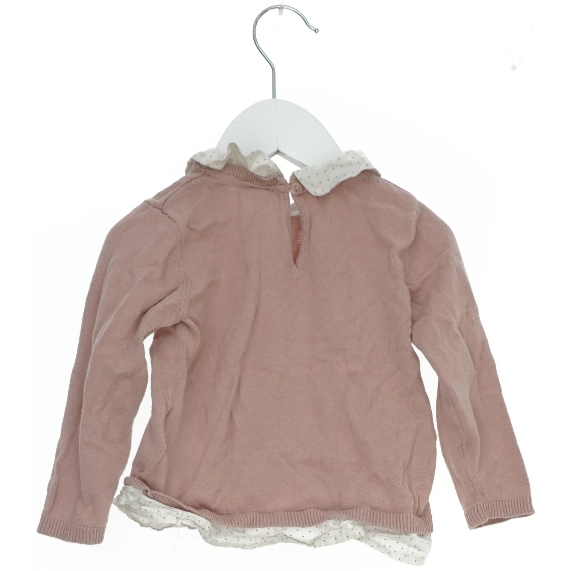 Lyserød langærmet bluse med krave fra H&M (str. 80)