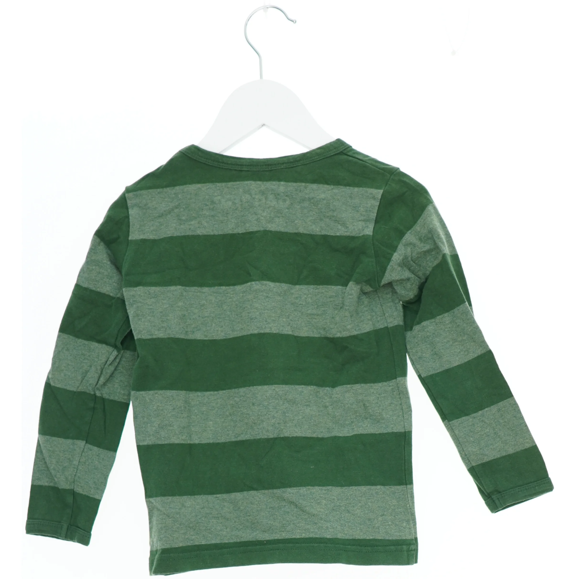 Grøn stribet langærmet trøje med vikingemotiv (str. 98)