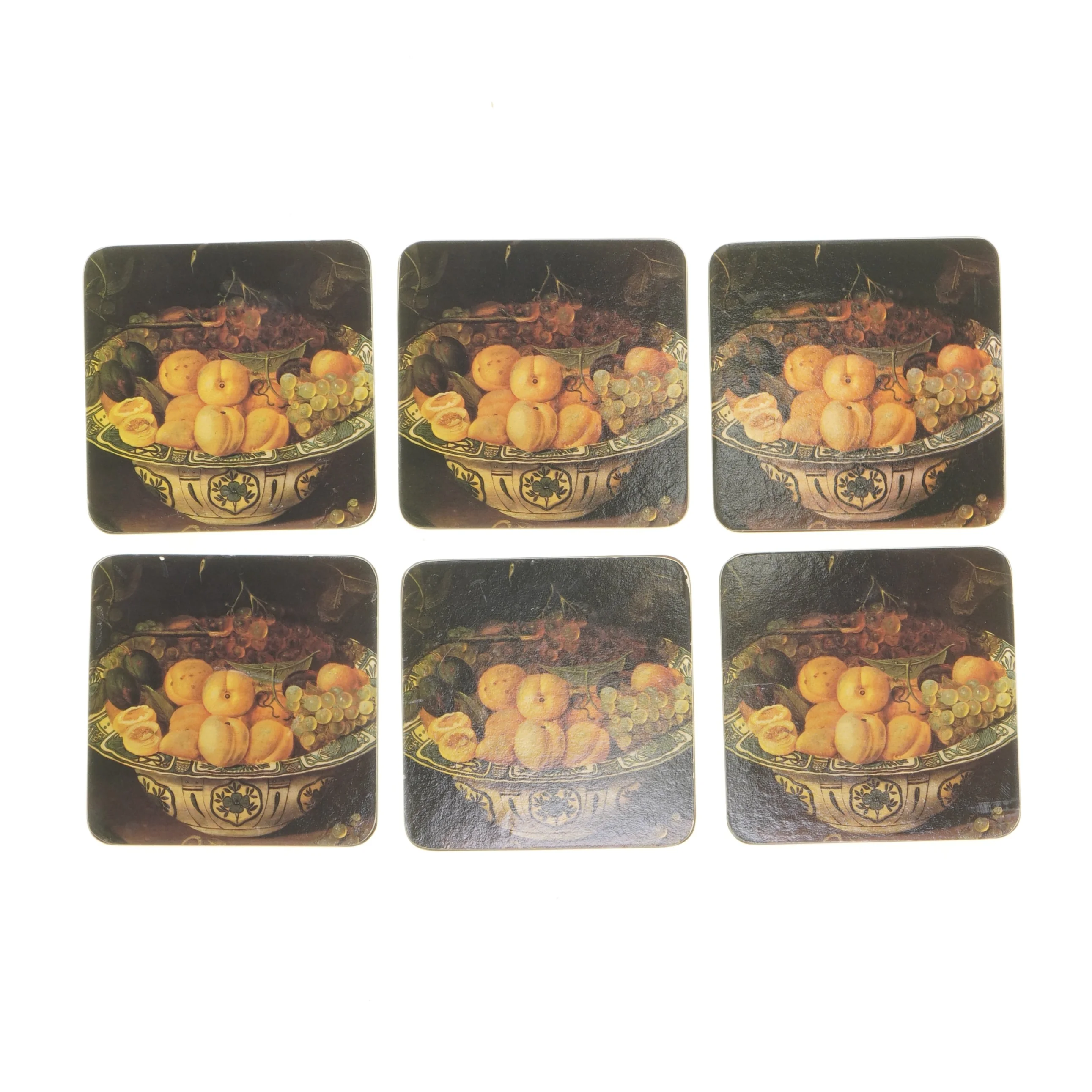 Bordsk&aring;nere med frugtmotiv (str. 9,5 x 9,5)