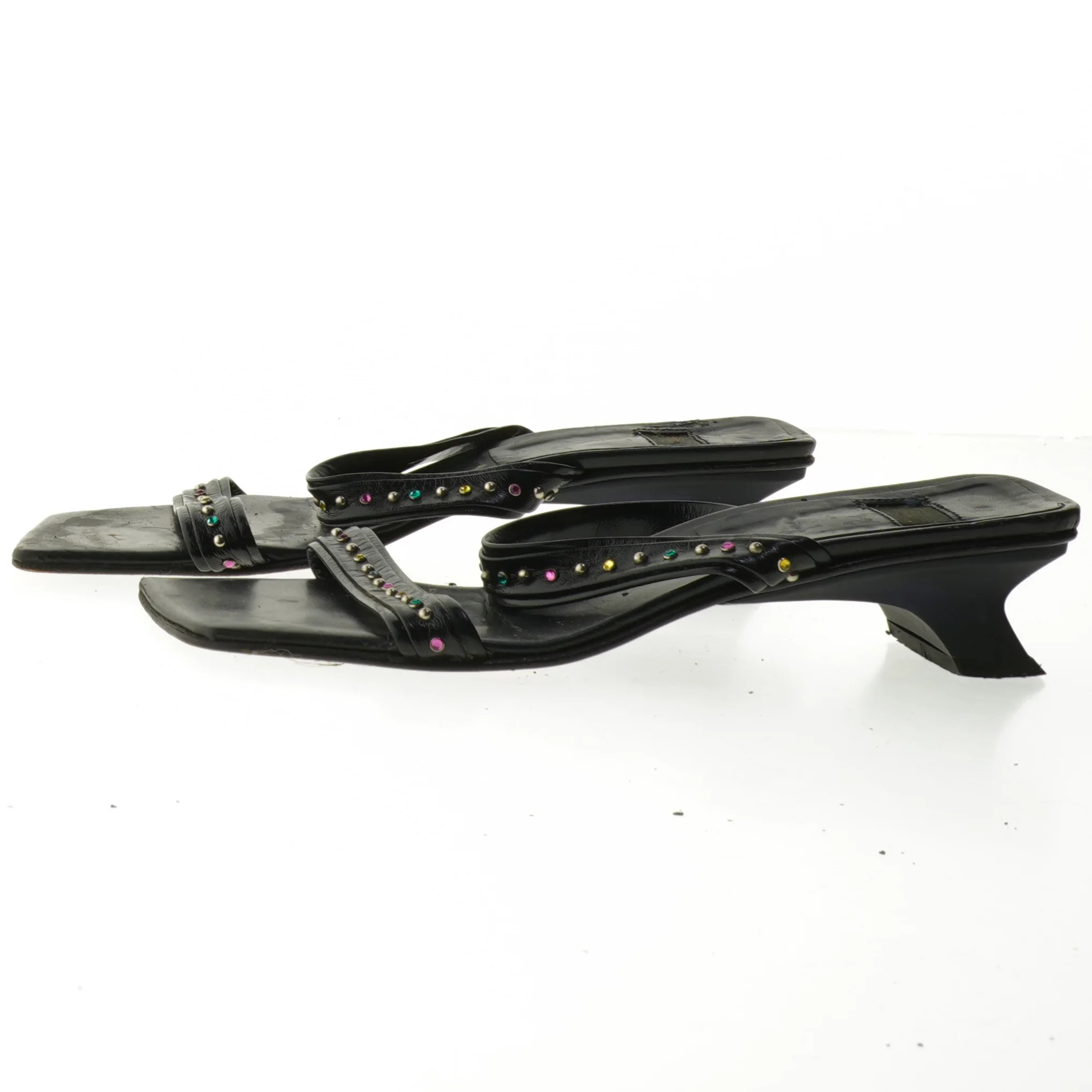 Sorte højhælede sandaler med sten (str. 38)