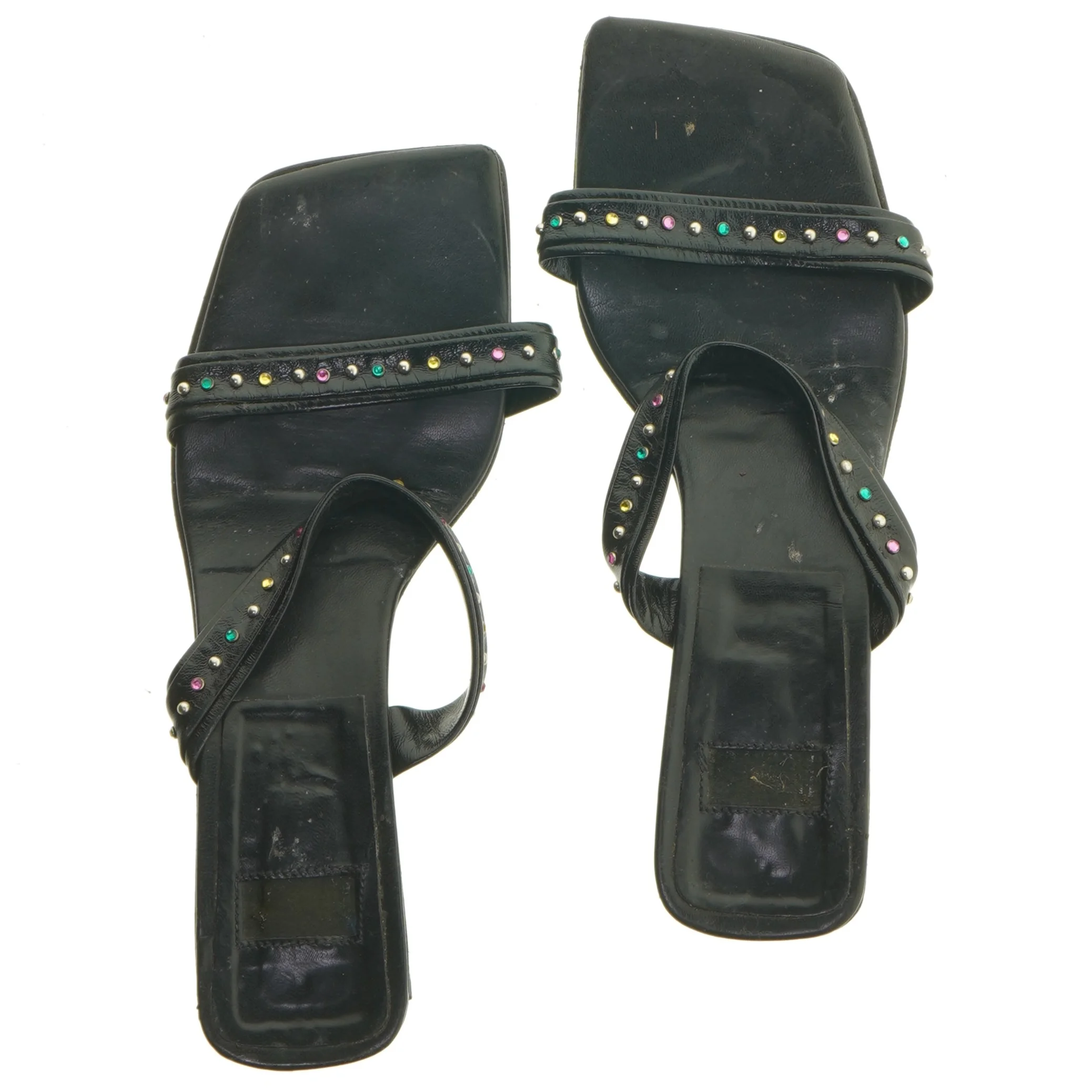 Sorte højhælede sandaler med sten (str. 38)