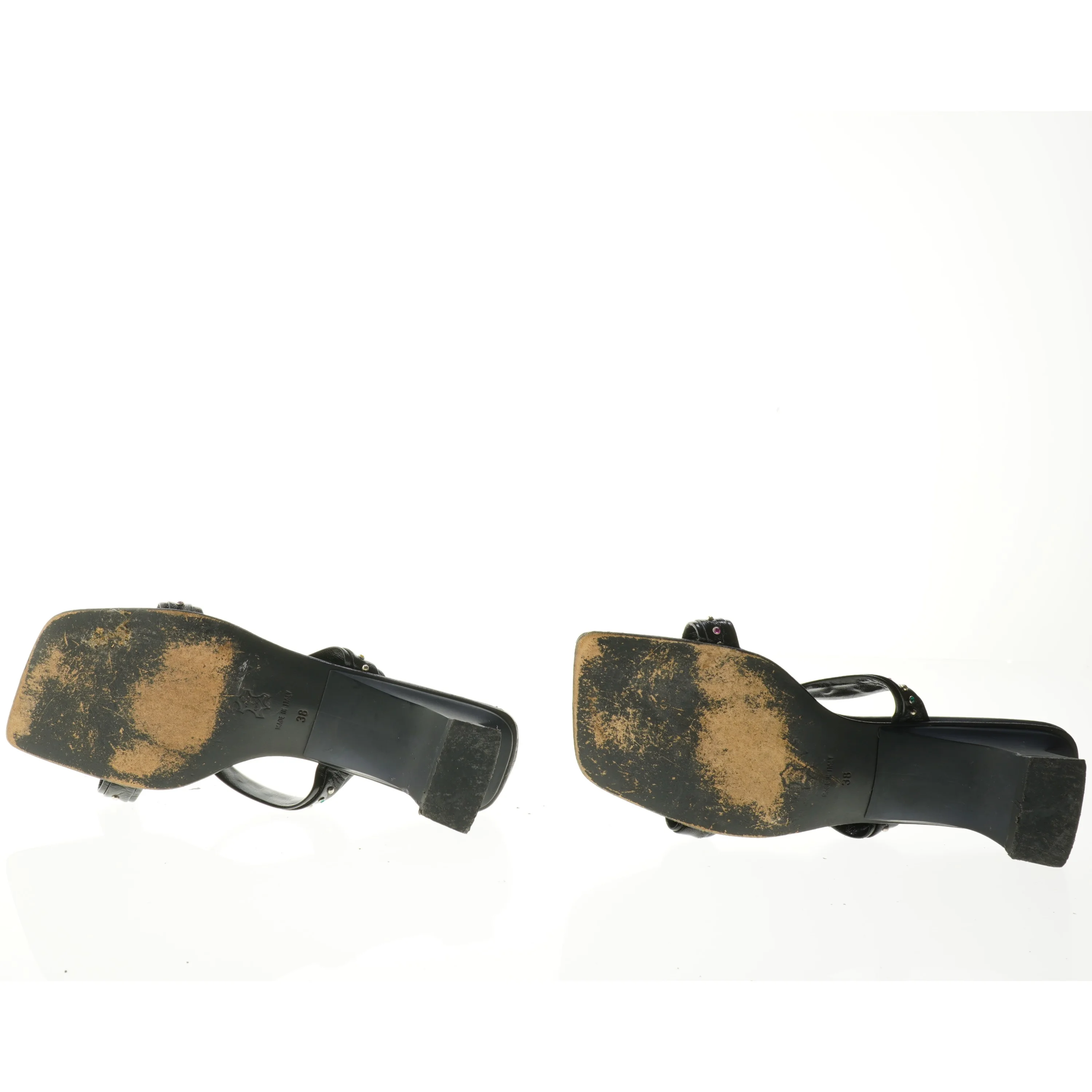 Sorte højhælede sandaler med sten (str. 38)