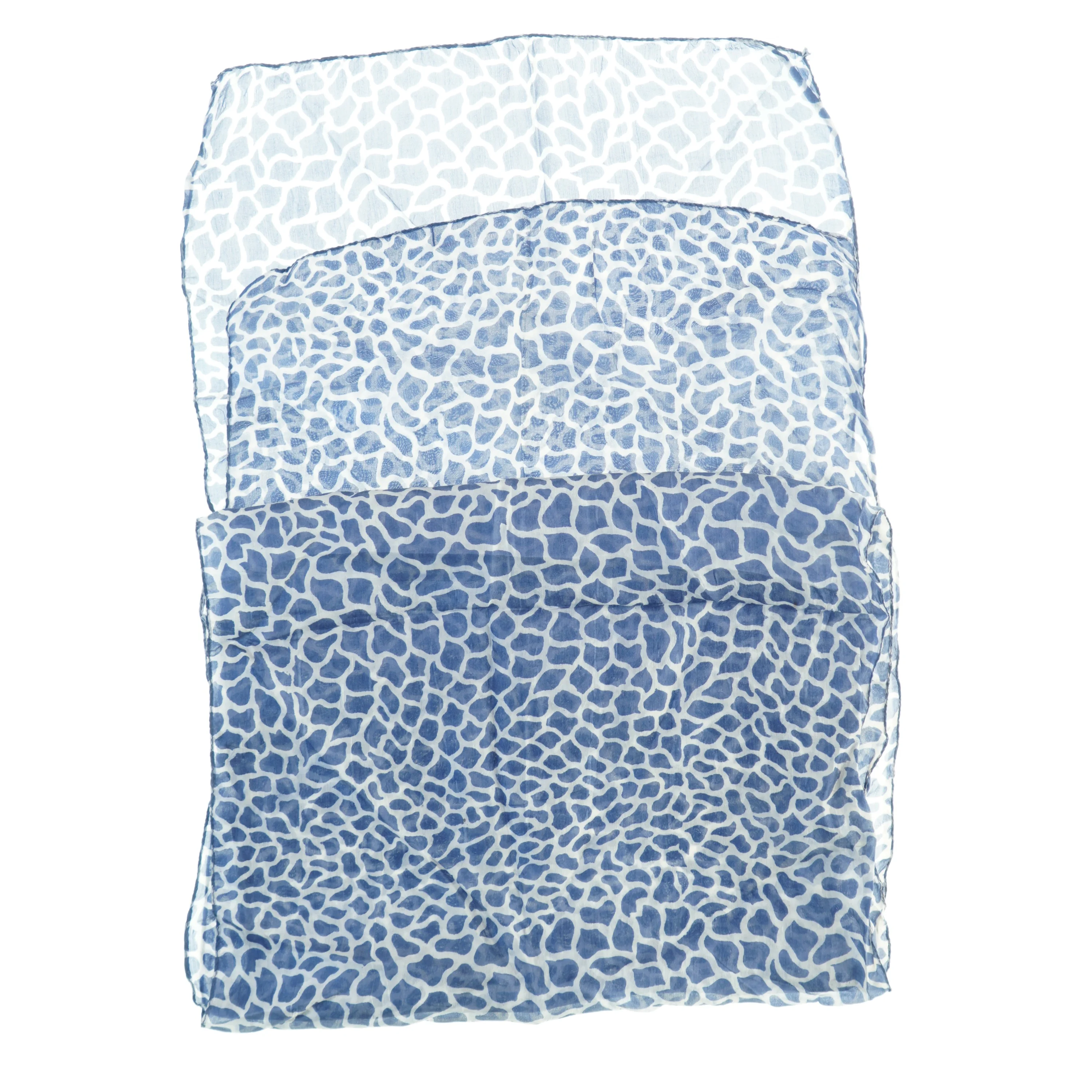 Blåt mønstret tørklæde (str. 150 x. 35 cm)