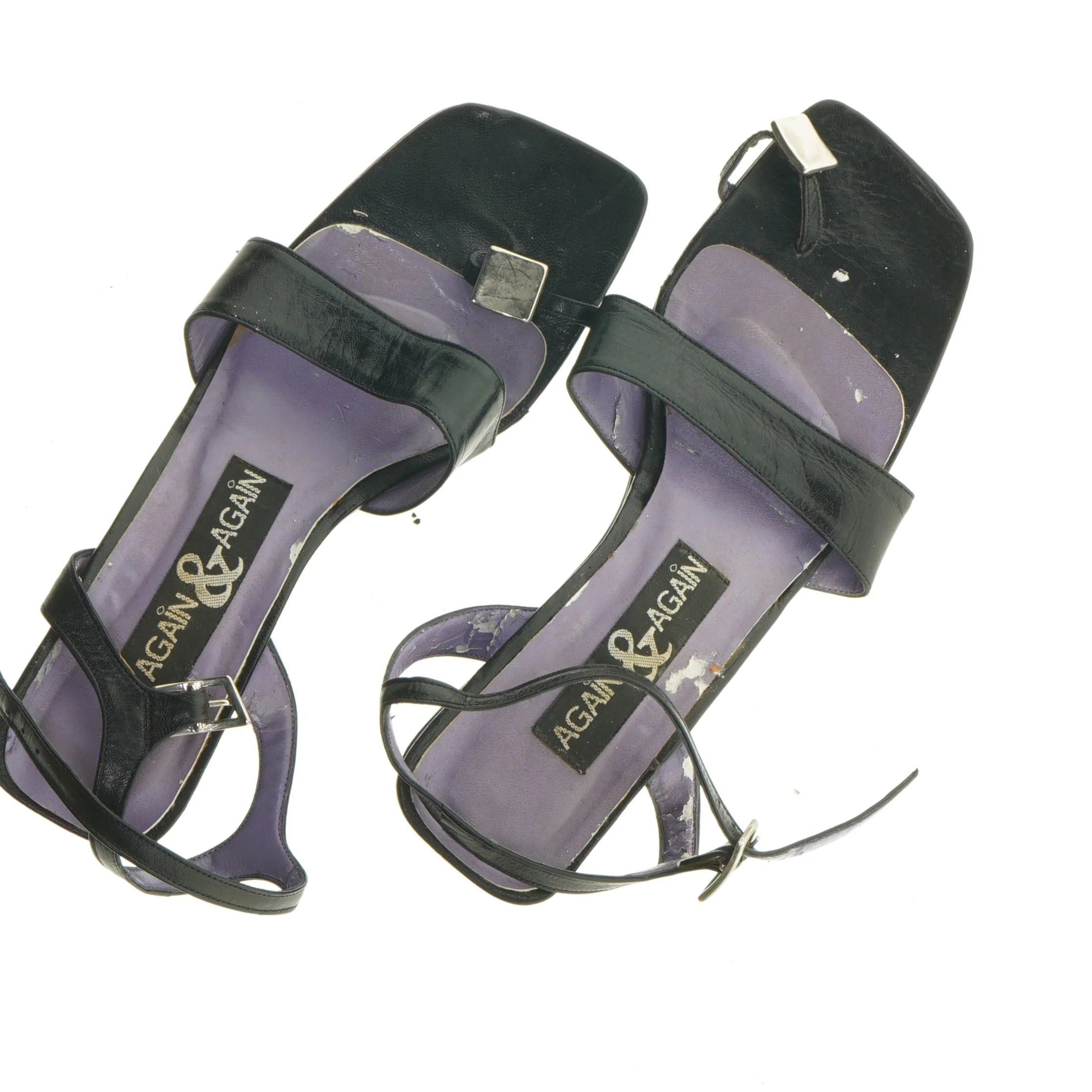 Sorte kilehælsandaler fra Again Og Again (str. 39)